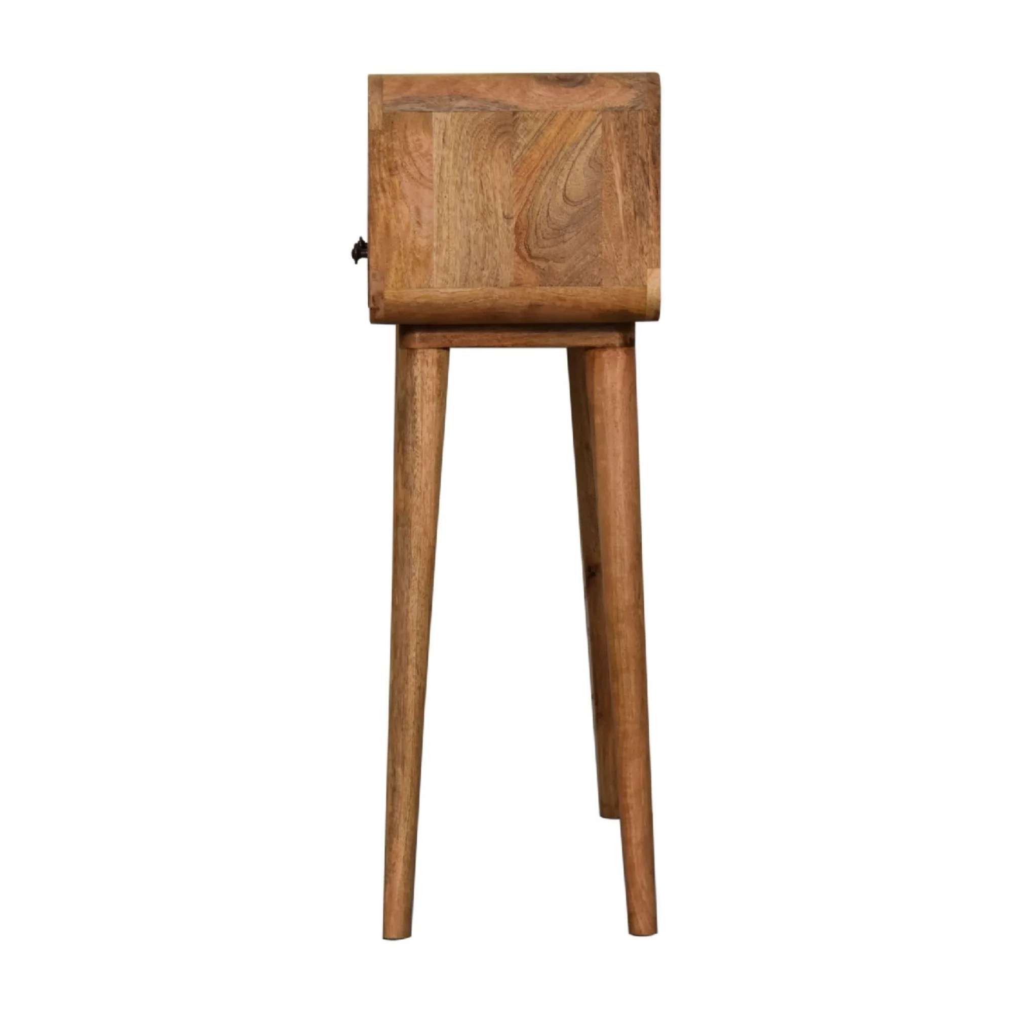 Solid Wood Console Table, Mini Curved 2 Drawers Open Slot, Brown - Image 5