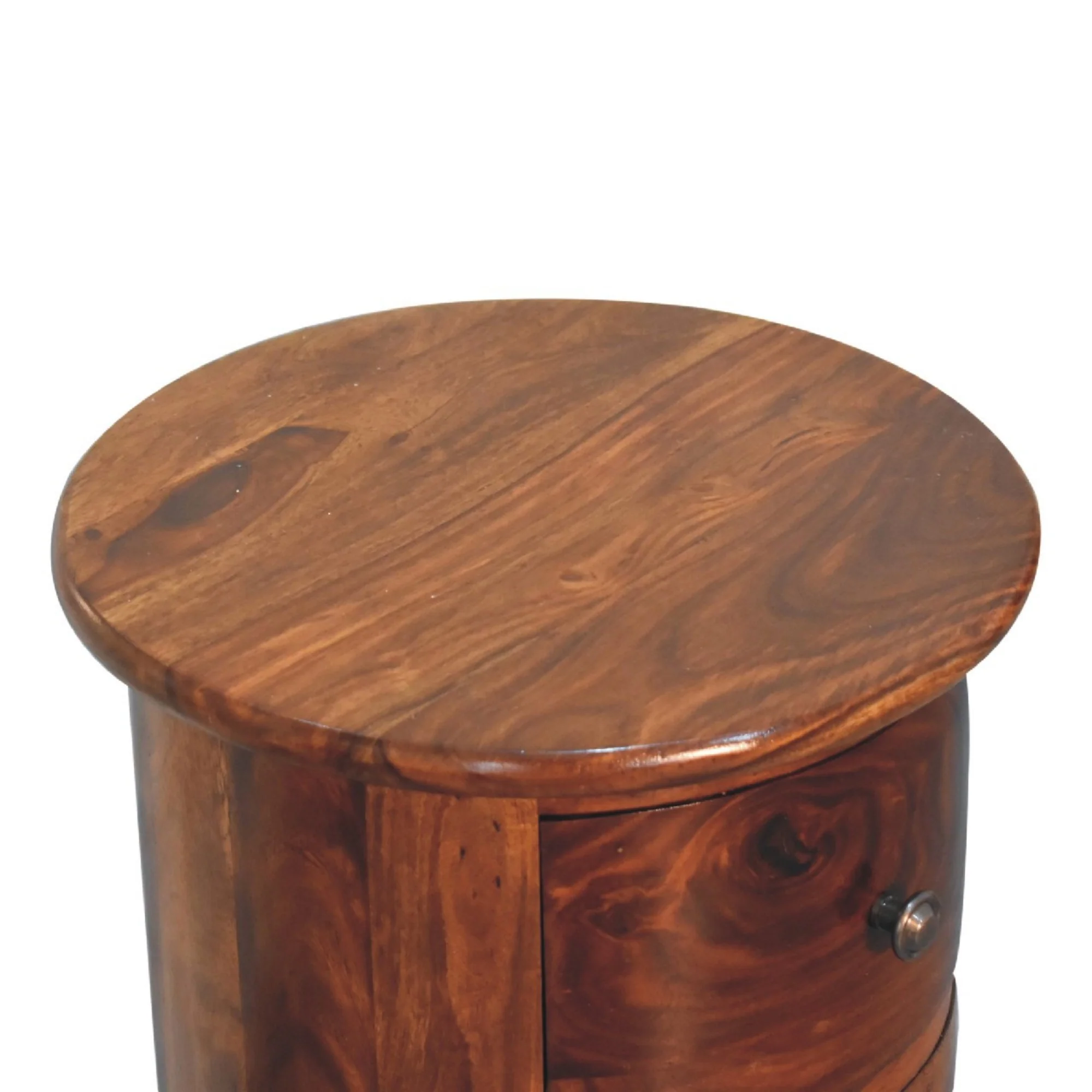 Solid Wood Drum, 3 Drawers, Dark Brown Chestnut Sheesham - Image 4