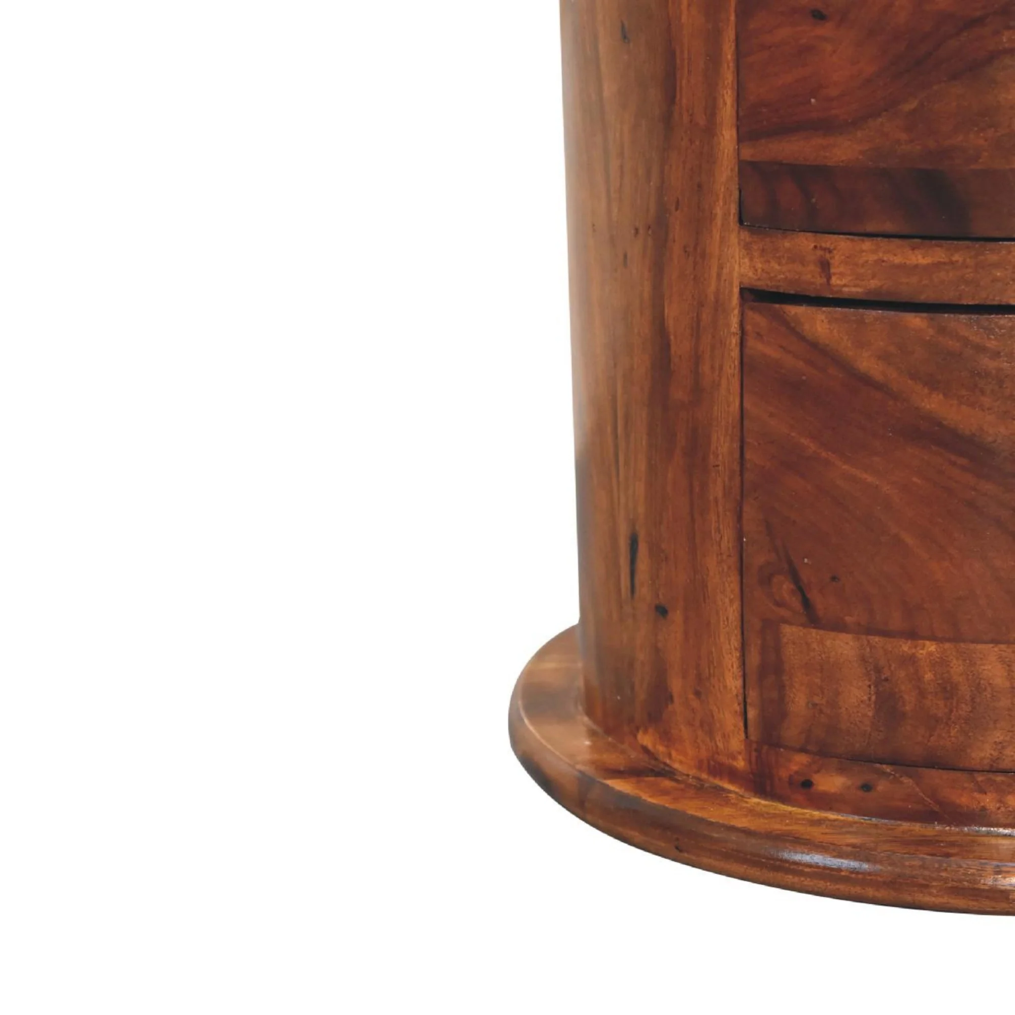 Solid Wood Drum, 3 Drawers, Dark Brown Chestnut Sheesham - Image 5