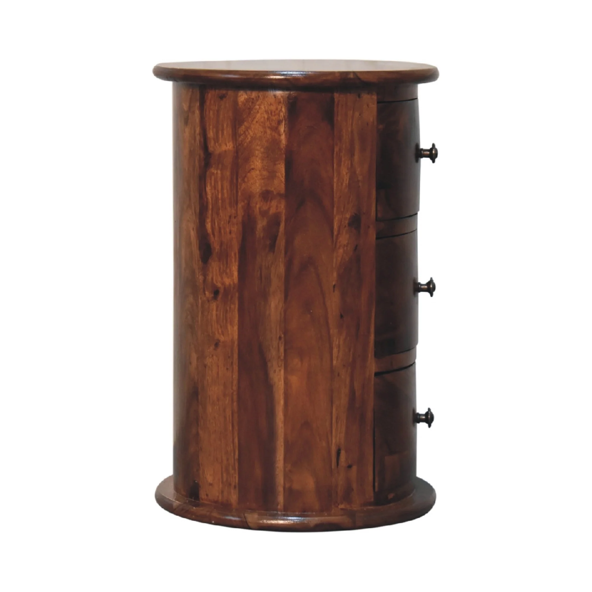 Solid Wood Drum, 3 Drawers, Dark Brown Chestnut Sheesham - Image 7