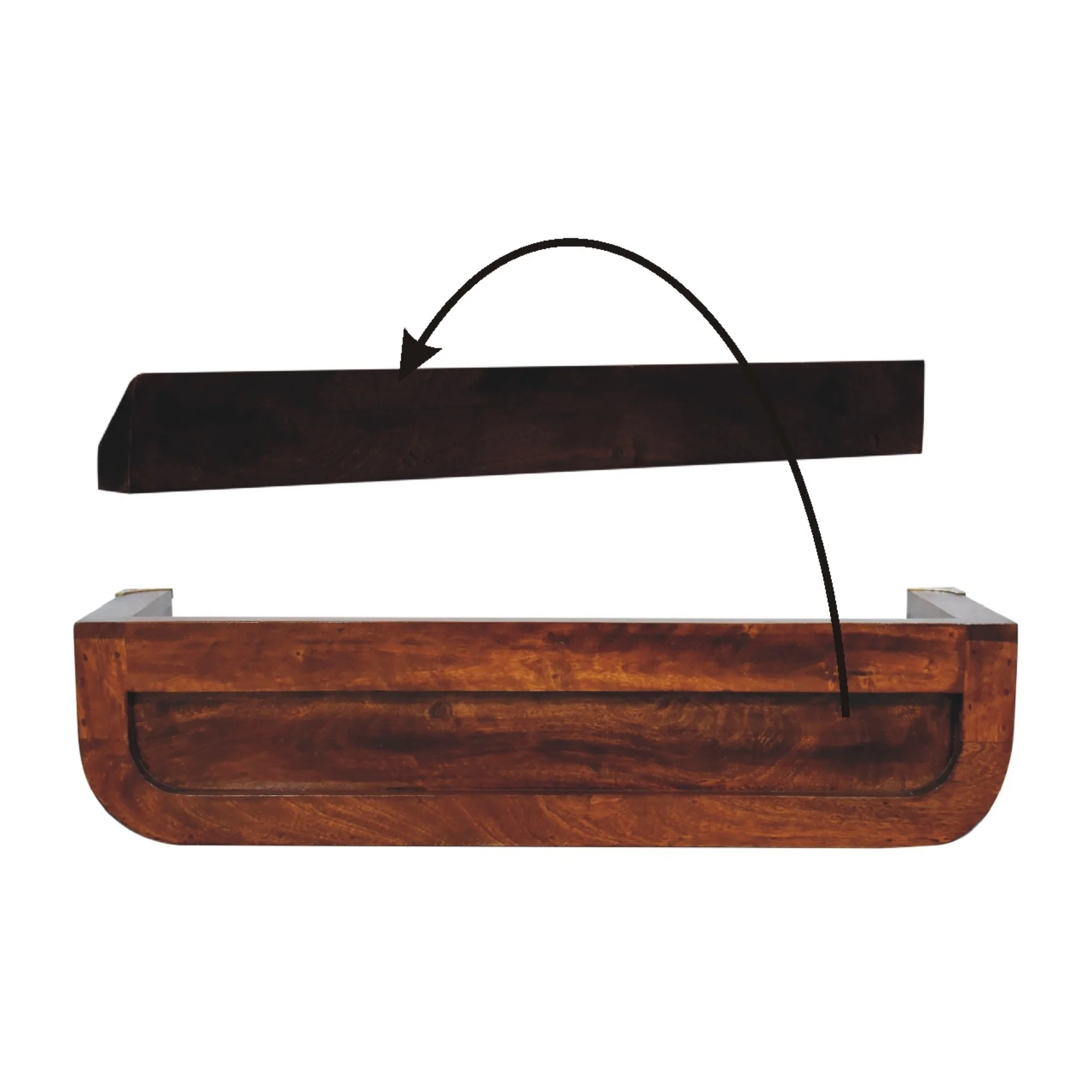 Solid Wood Indira Floating Console Open Slot Dark Brown - Image 6