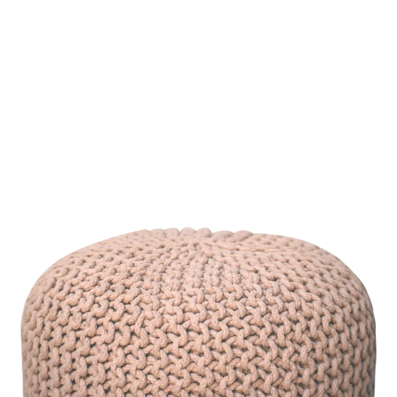 Solid Wood Keeva Round Footstool, Upholstered, Peach - Image 4
