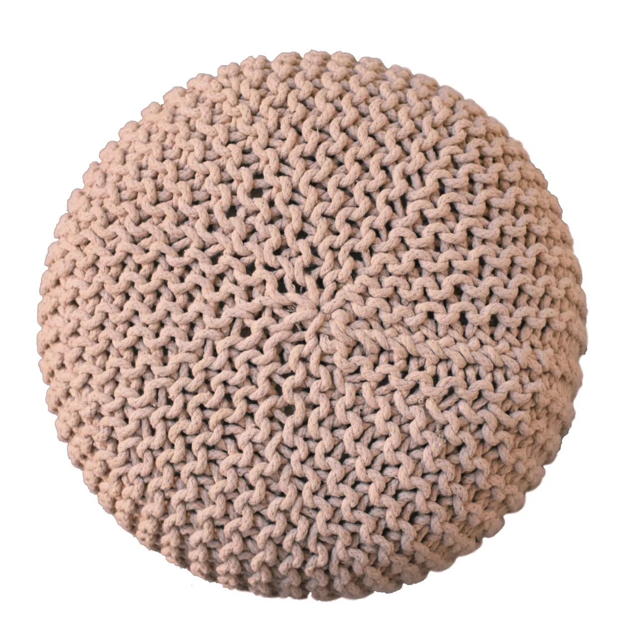 Solid Wood Keeva Round Footstool, Upholstered, Peach - Image 6