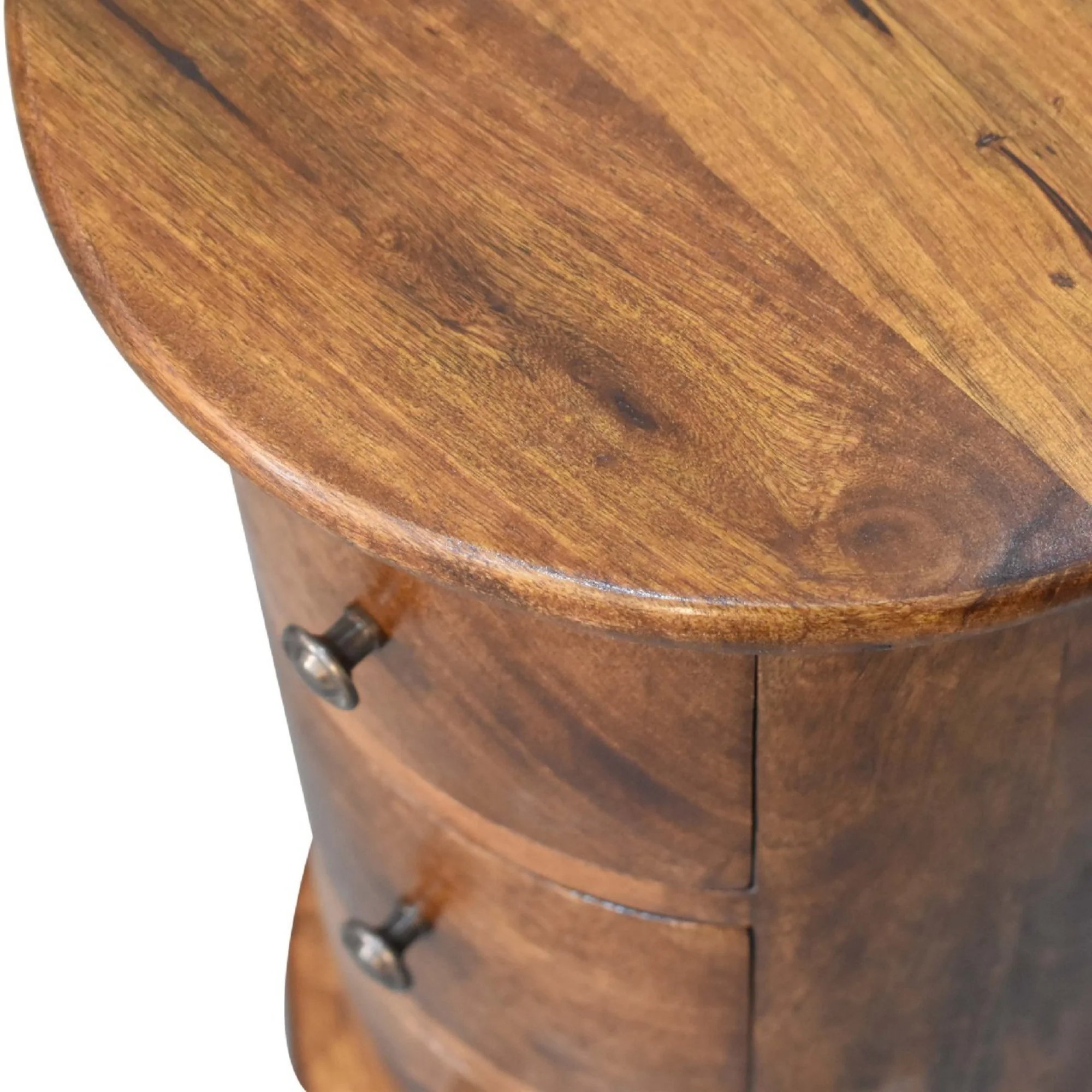 Solid Wood Mini Drum Chest with 3 Drawers, Dark Brown - Image 6