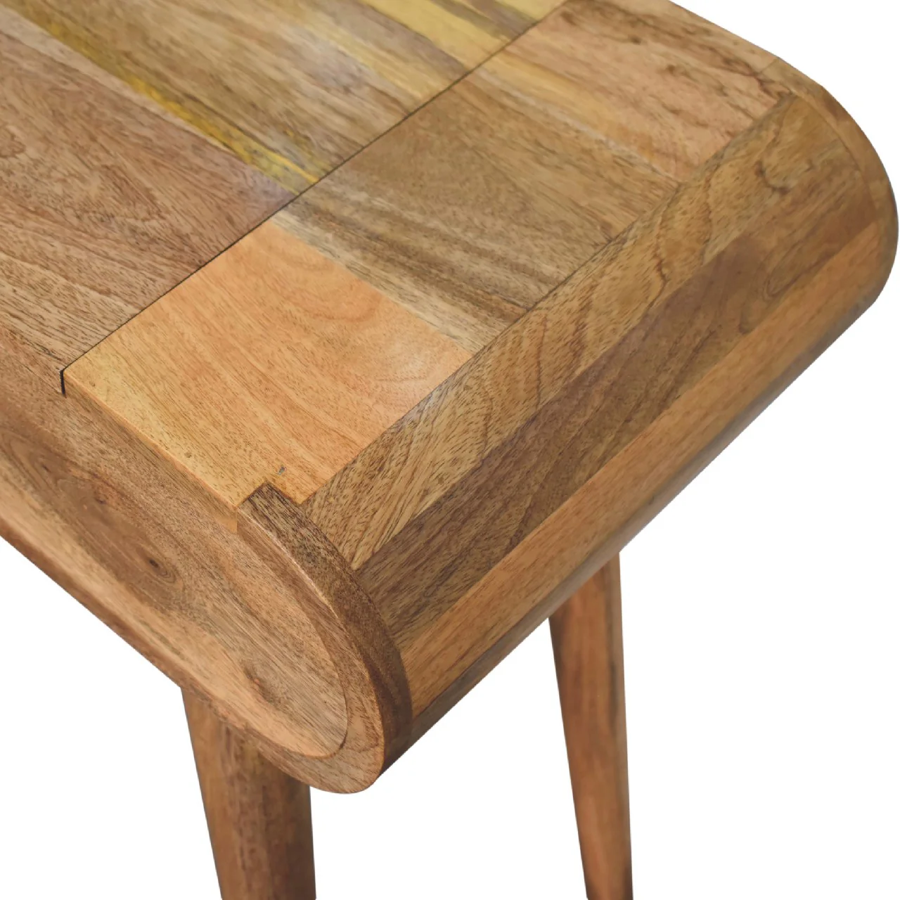 Solid Wood Mini Round Dressing Table, 1 Drawer, Nordic Legs, Brown - Image 3