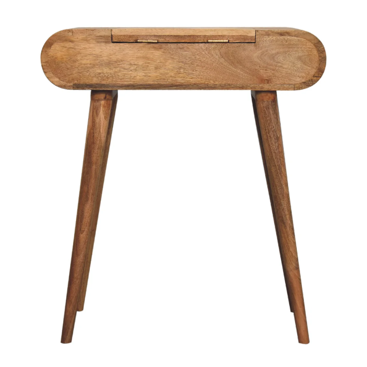 Solid Wood Mini Round Dressing Table, 1 Drawer, Nordic Legs, Brown - Image 5
