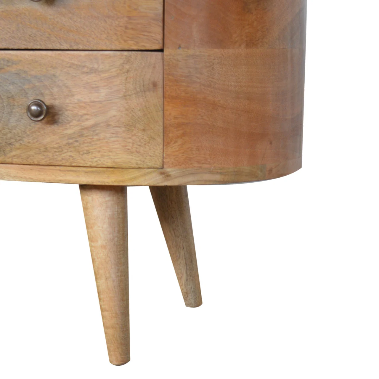 Solid Wood Rounded Entertainment Unit, 4 Drawers 2 Shelves, Brown - Image 4