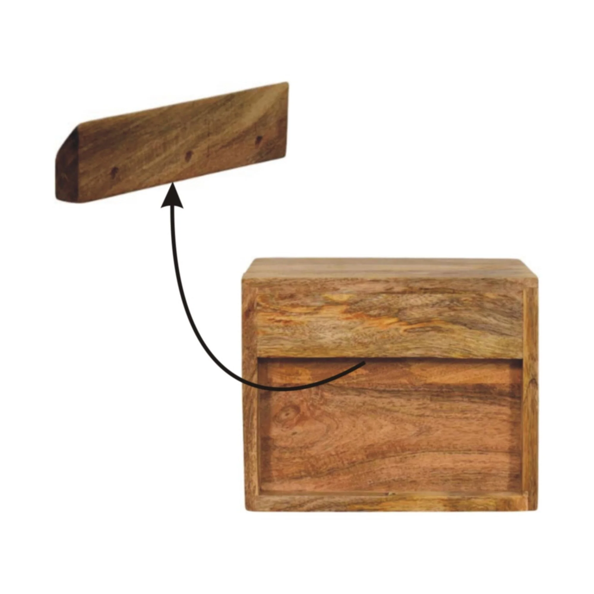 Solid Wood Solis Wall Mounted Nightstand with Drawer, Brown Oak-ish - Image 6