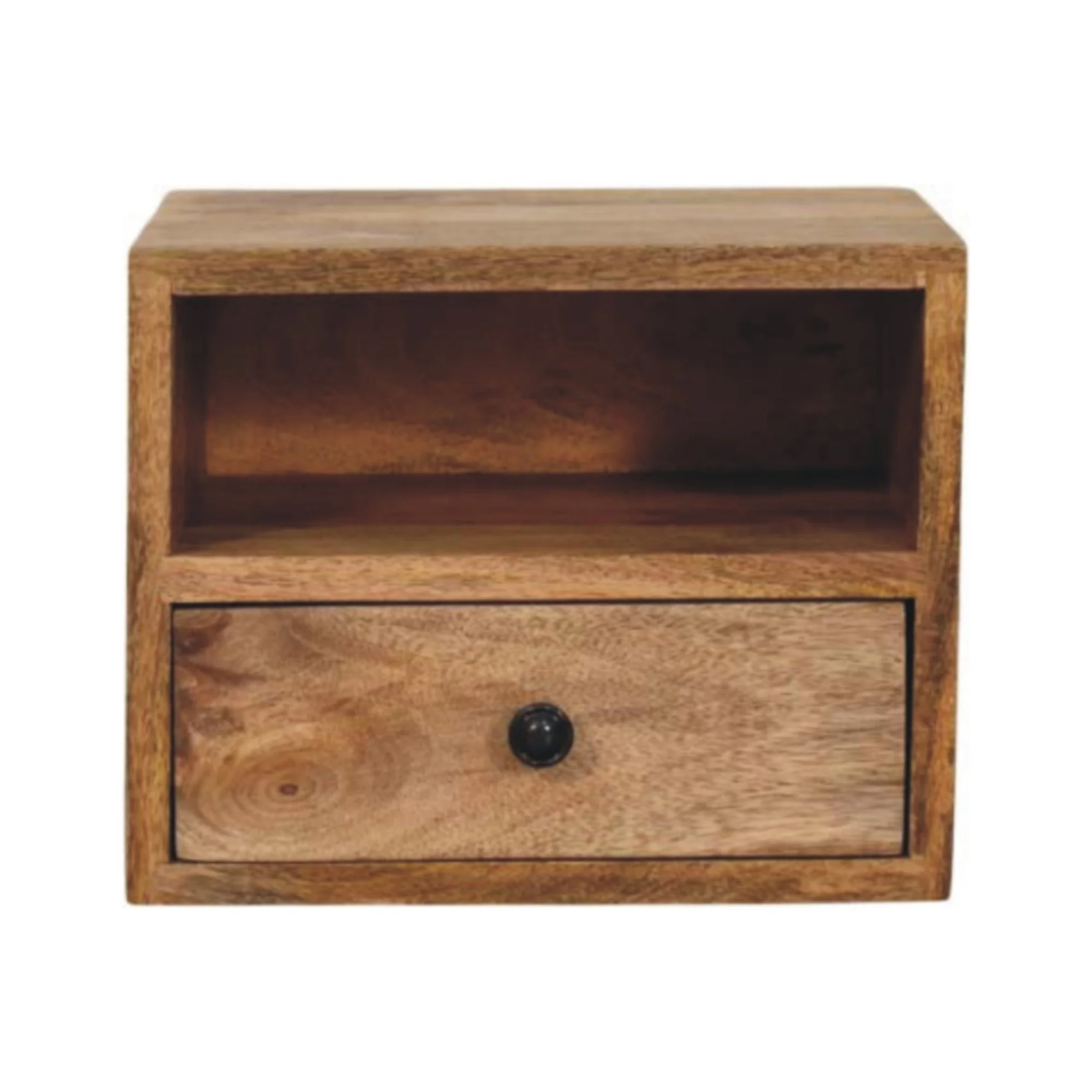 Solid Wood Solis Wall Mounted Nightstand with Drawer, Brown Oak-ish - Image 7