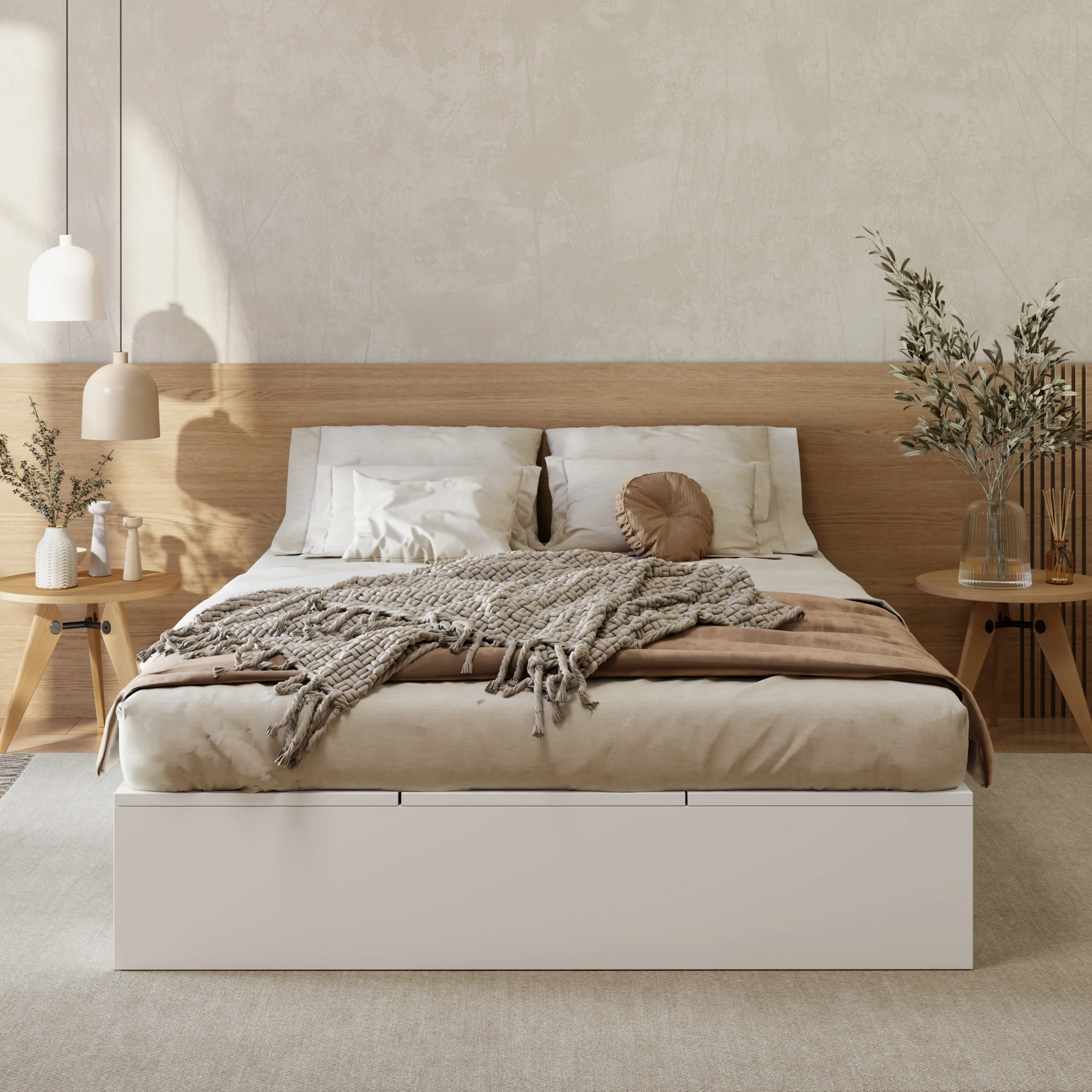 Solid Wood Storage Bed 140x200cm Pallet Drawers - White - Image 5