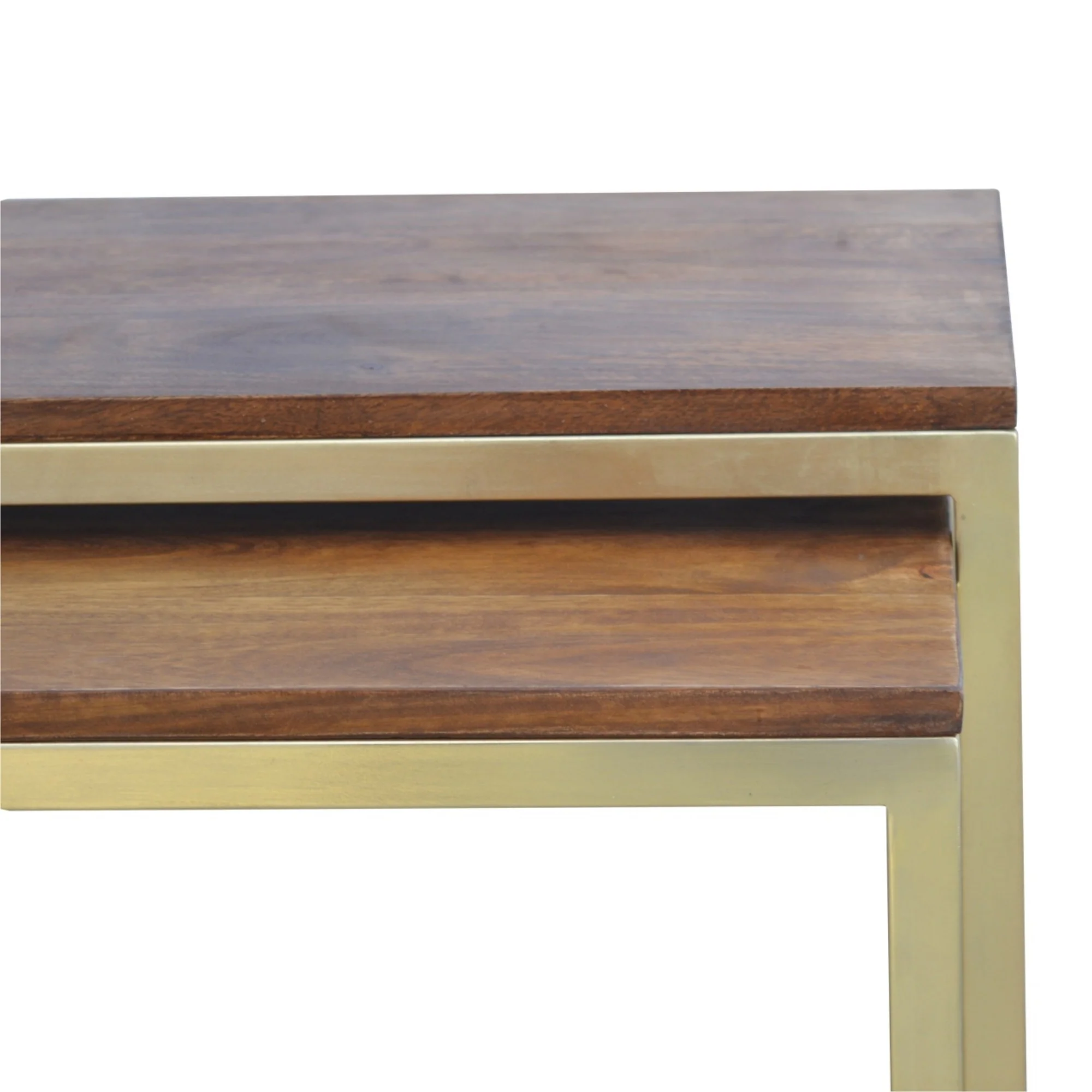 Solid Wood Table Set of 3, Metal Chunky Gold, Solid Wood - Image 5