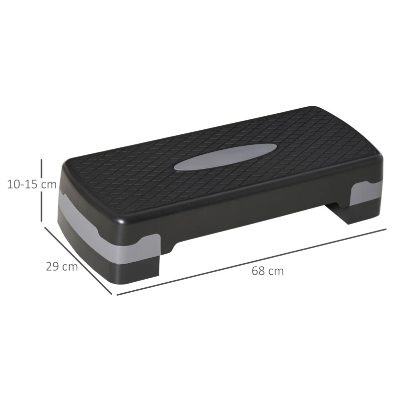 Step Board Aerobic, 2-Level Adjustable, Black Grey - Image 3