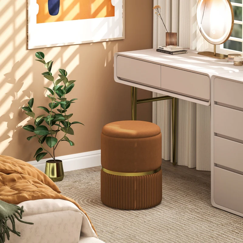Storage Ottoman Velvet-Feel Brown