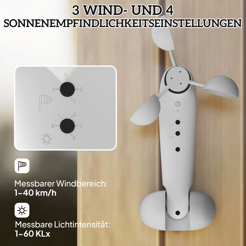 Sun Sensor Electric Wind Sensor for Awnings, Outdoor, Radio - Image 4