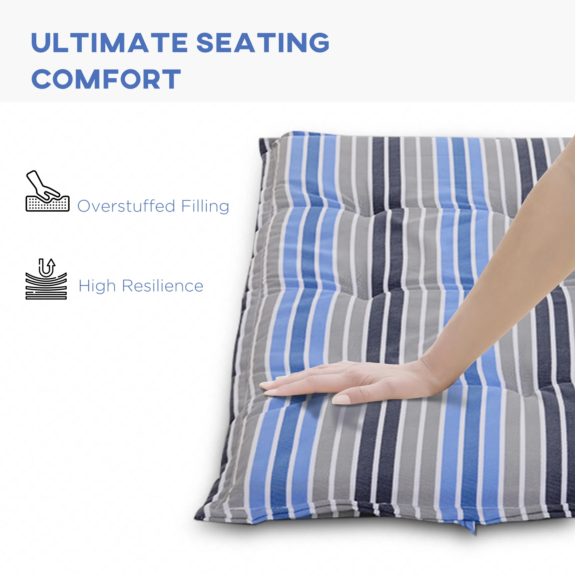 Swing Chair Cushion Set of 2, Polyester, Blue Stripes - Image 5