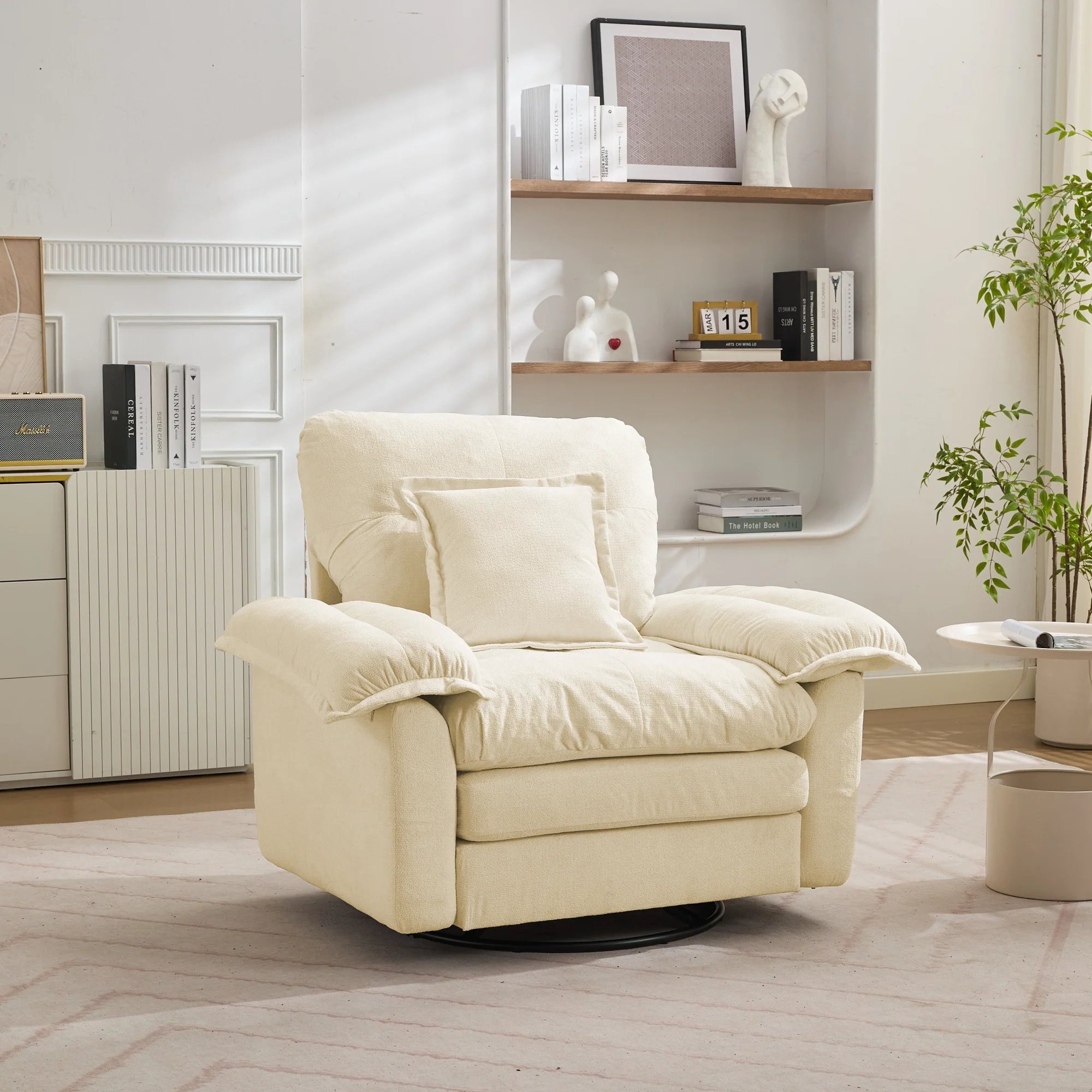 Swivel Armchair Oversized 360° Accent with Support Cushion - Chenille - Image 5