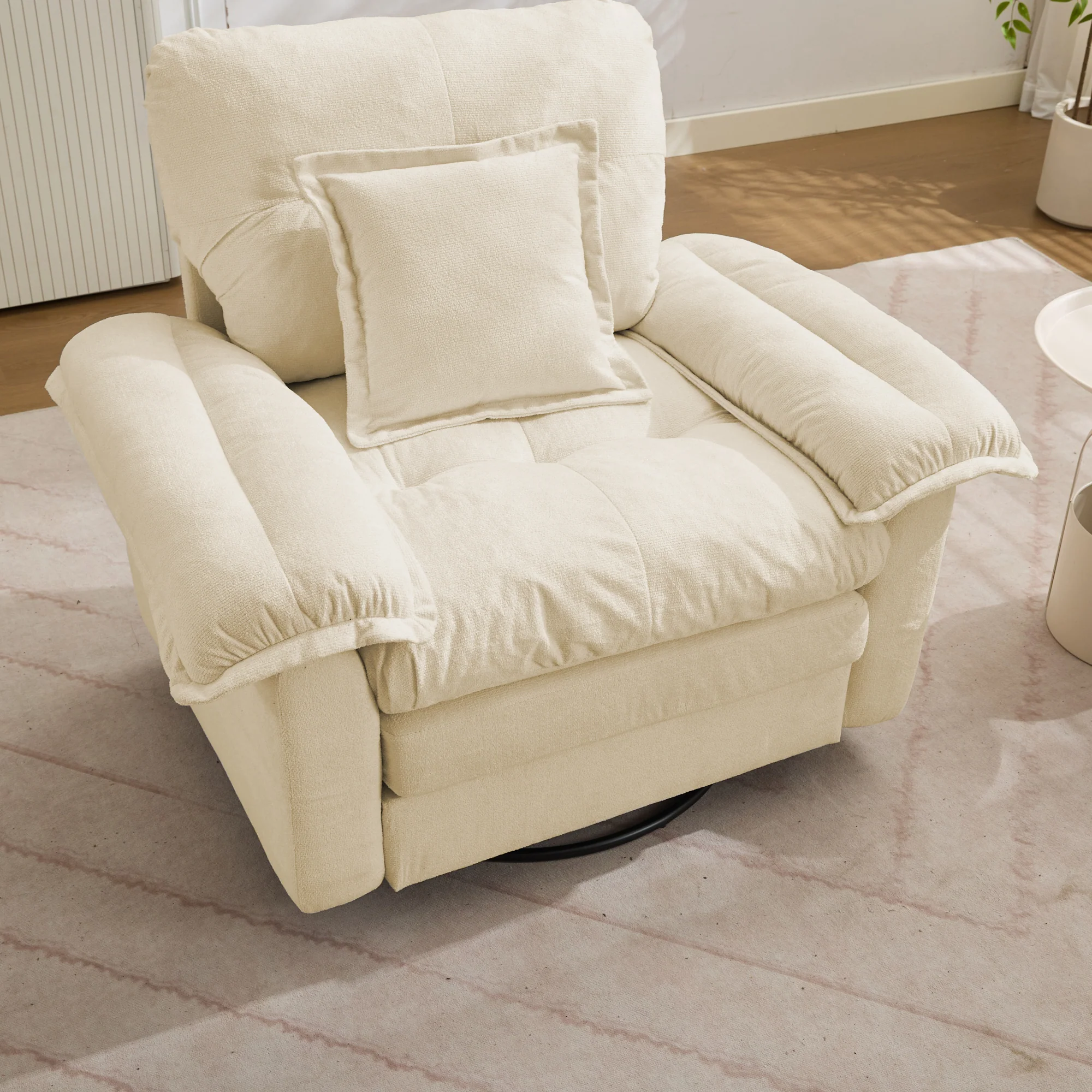 Swivel Armchair Oversized 360° Accent with Support Cushion - Chenille - Image 6
