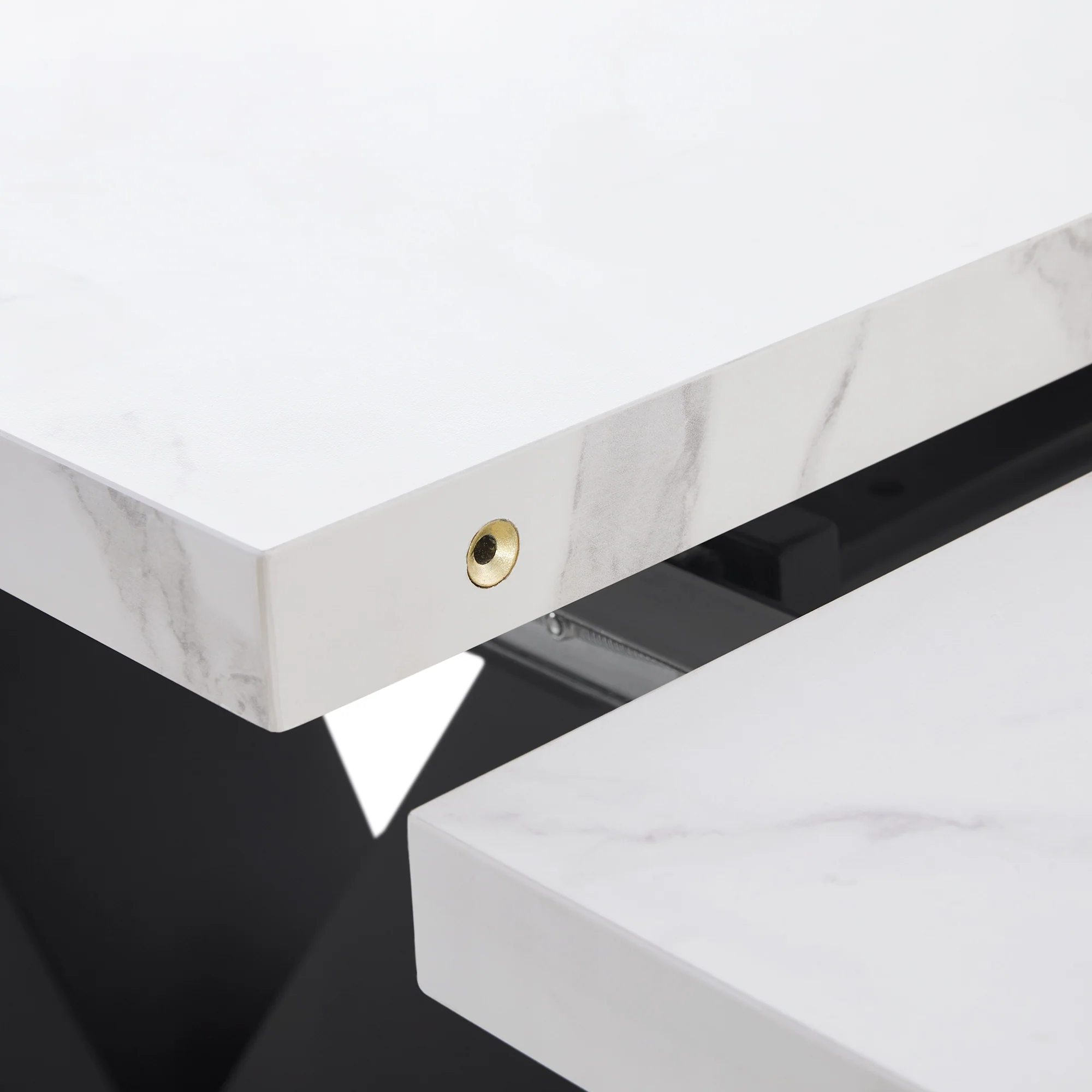 Telescopic Dining Table Extendable 99-159x75cm Space-Saving White V-Shaped Top - Image 6