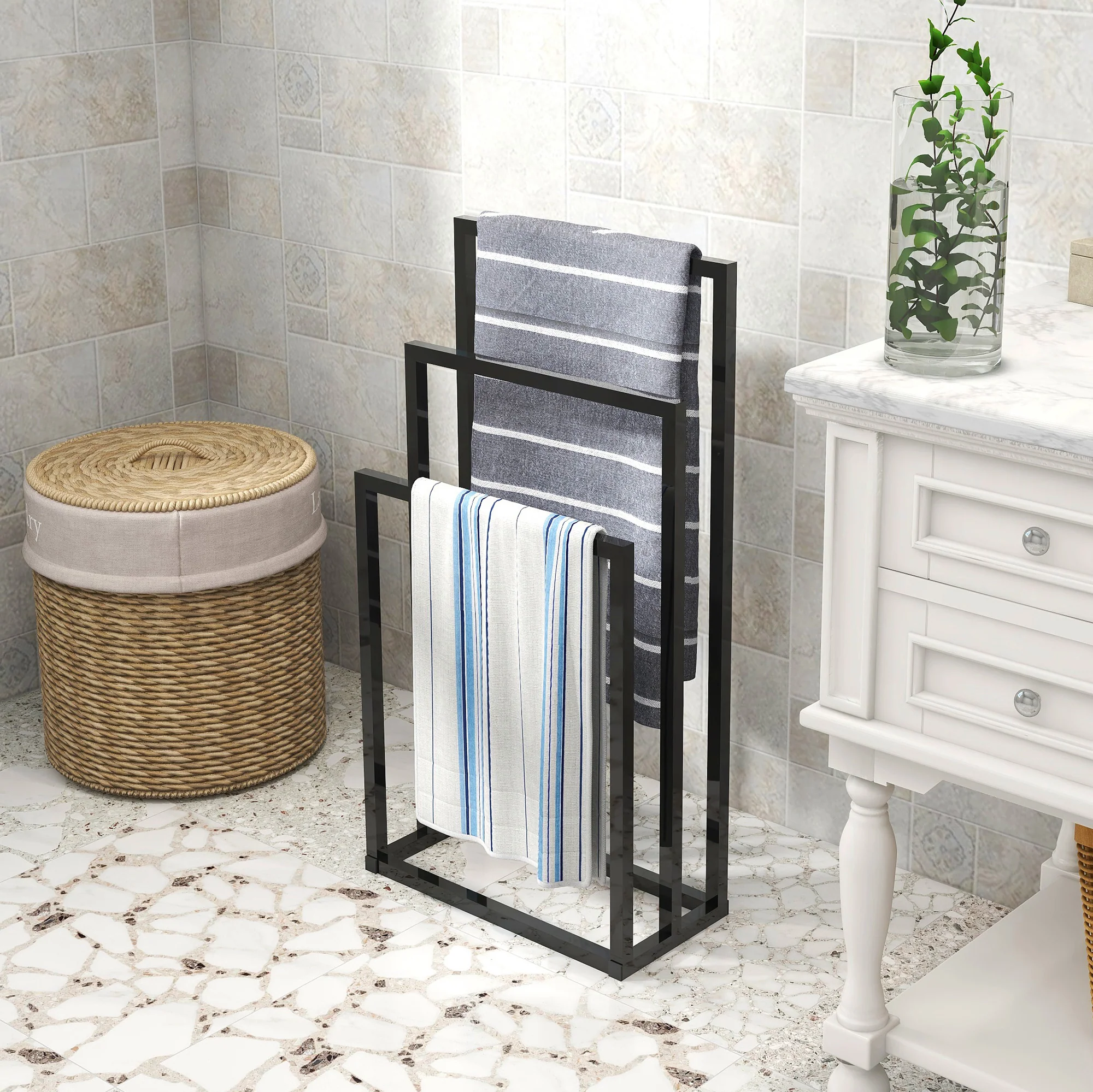 Towel Rack, 3-Tier Freestanding Outdoor Pool Towel Dryer - Image 3