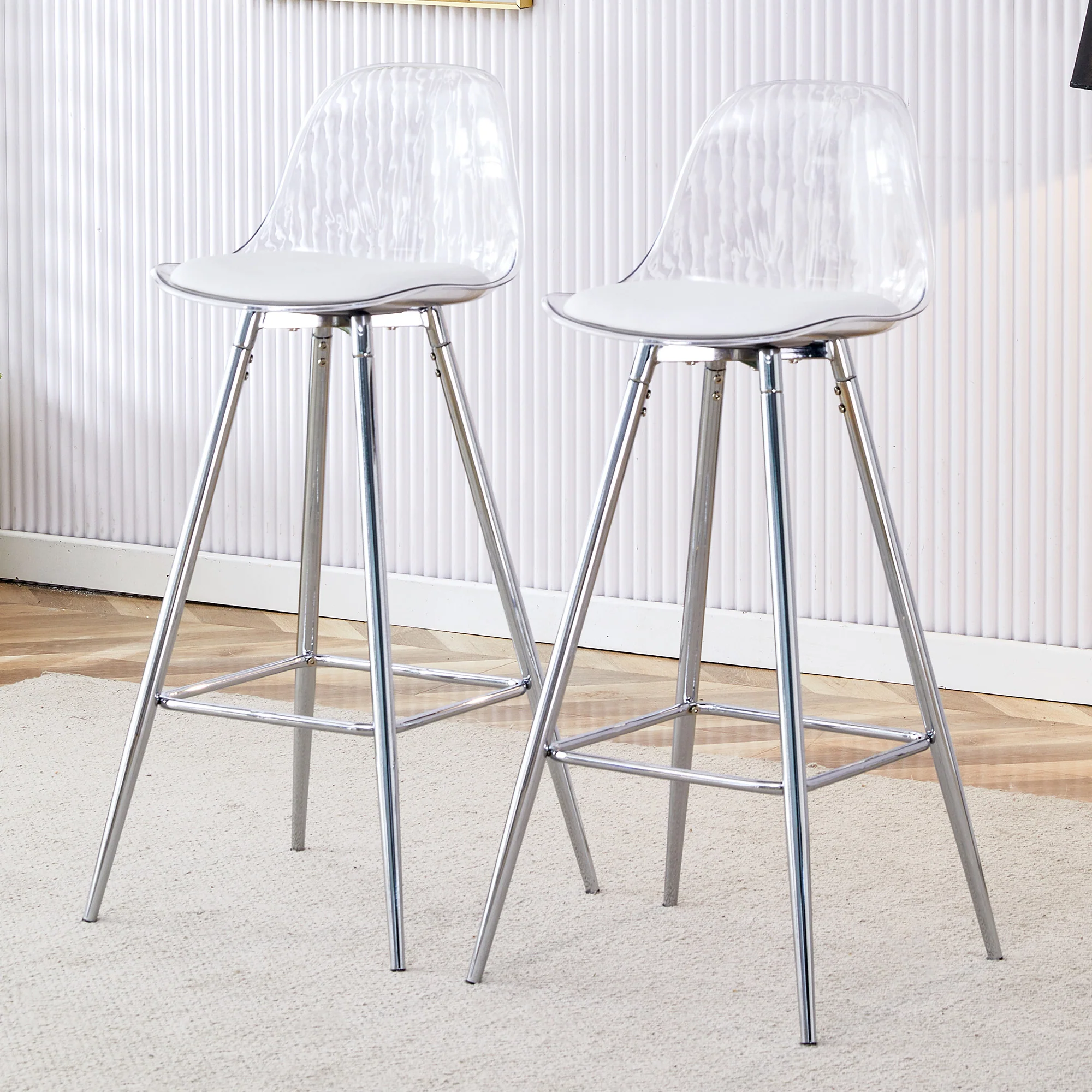 Transparent Armchairs 2-Piece Set Translucent Backrests Silver Metal Frame - Image 3