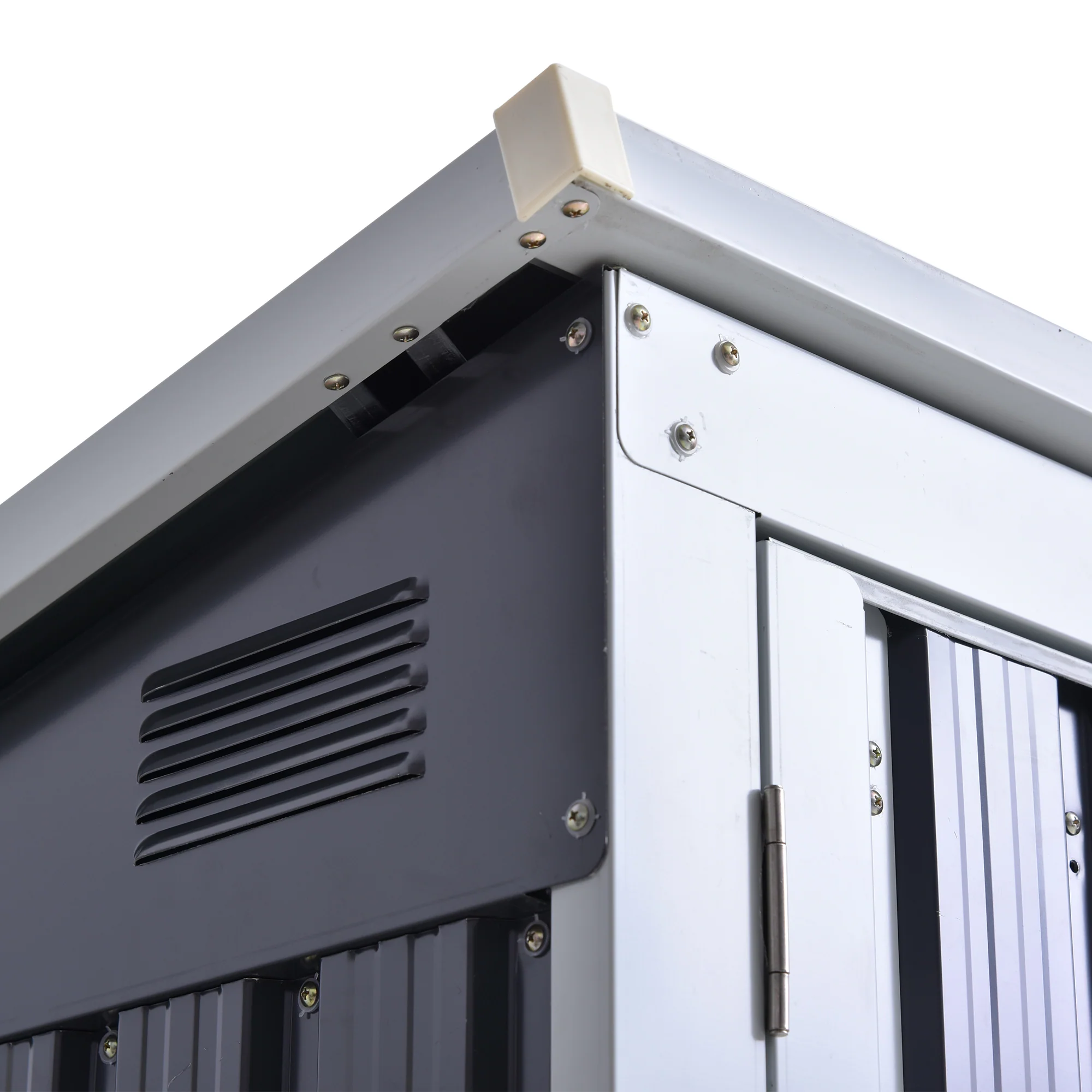 Two-Bin Storage Shelter, Corrugated Steel, Black - Image 8