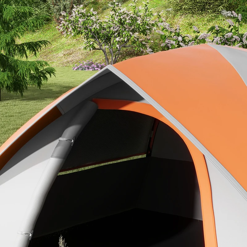 Two Man Dome Tent Single Room with Accessories - Orange/Grey - Image 6