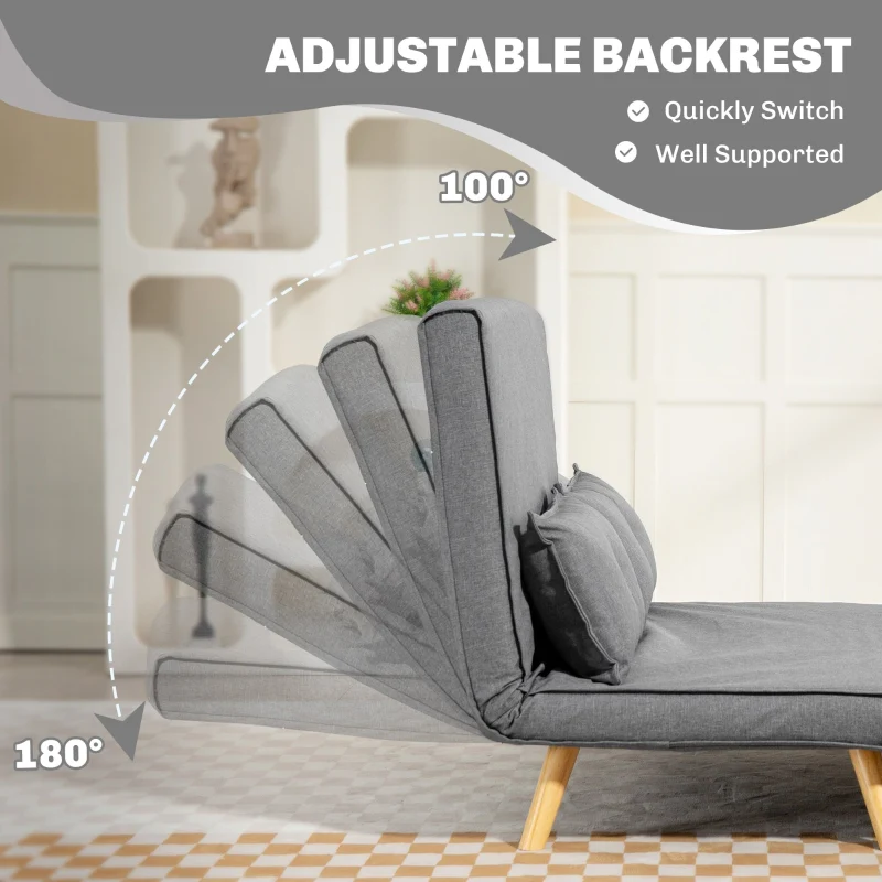 Two-Seater Sofa Bed, Linen-Look, Grey - Image 5