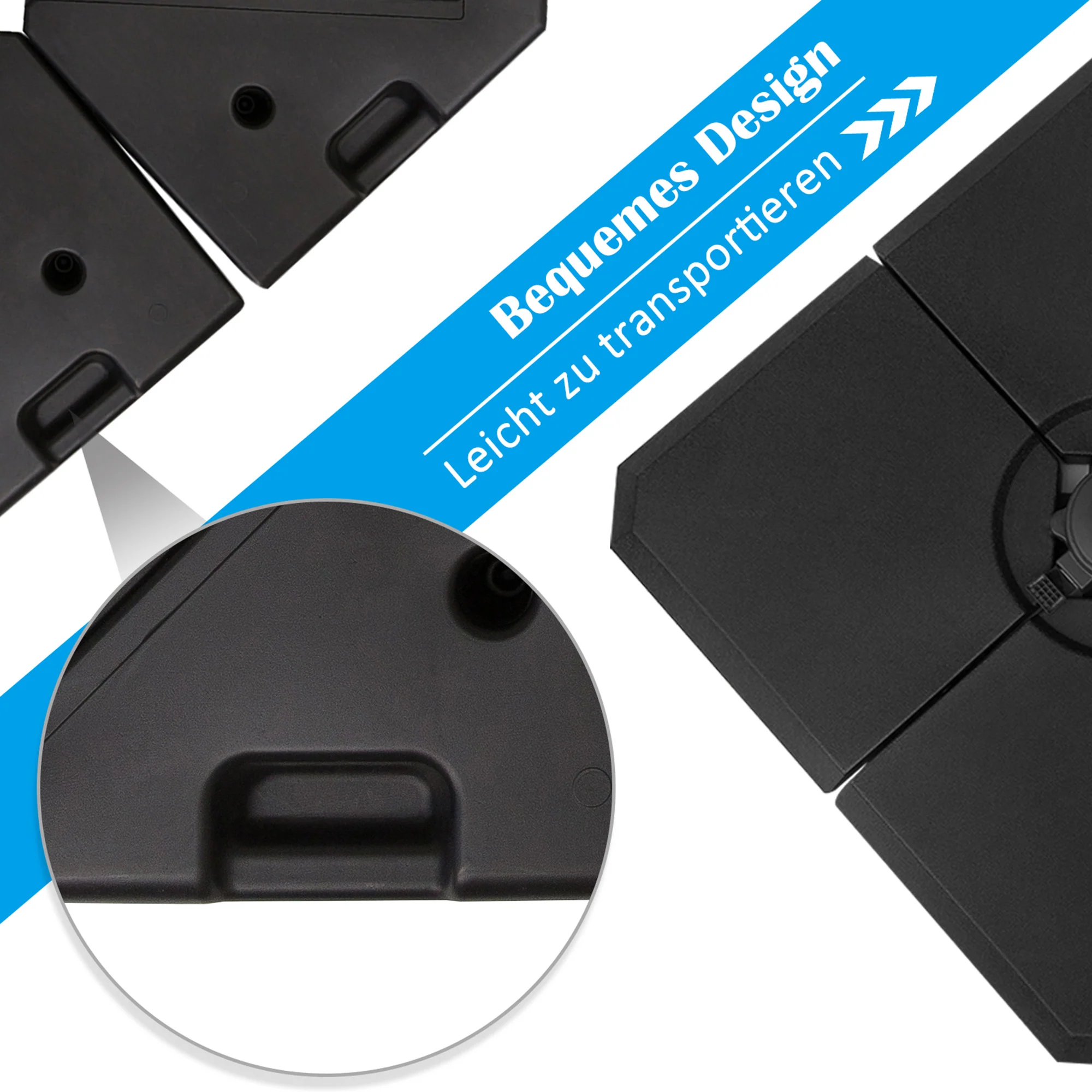 Umbrella Weight Stand, 4-Piece Fillable up to 120kg, HDPE Black - Image 6