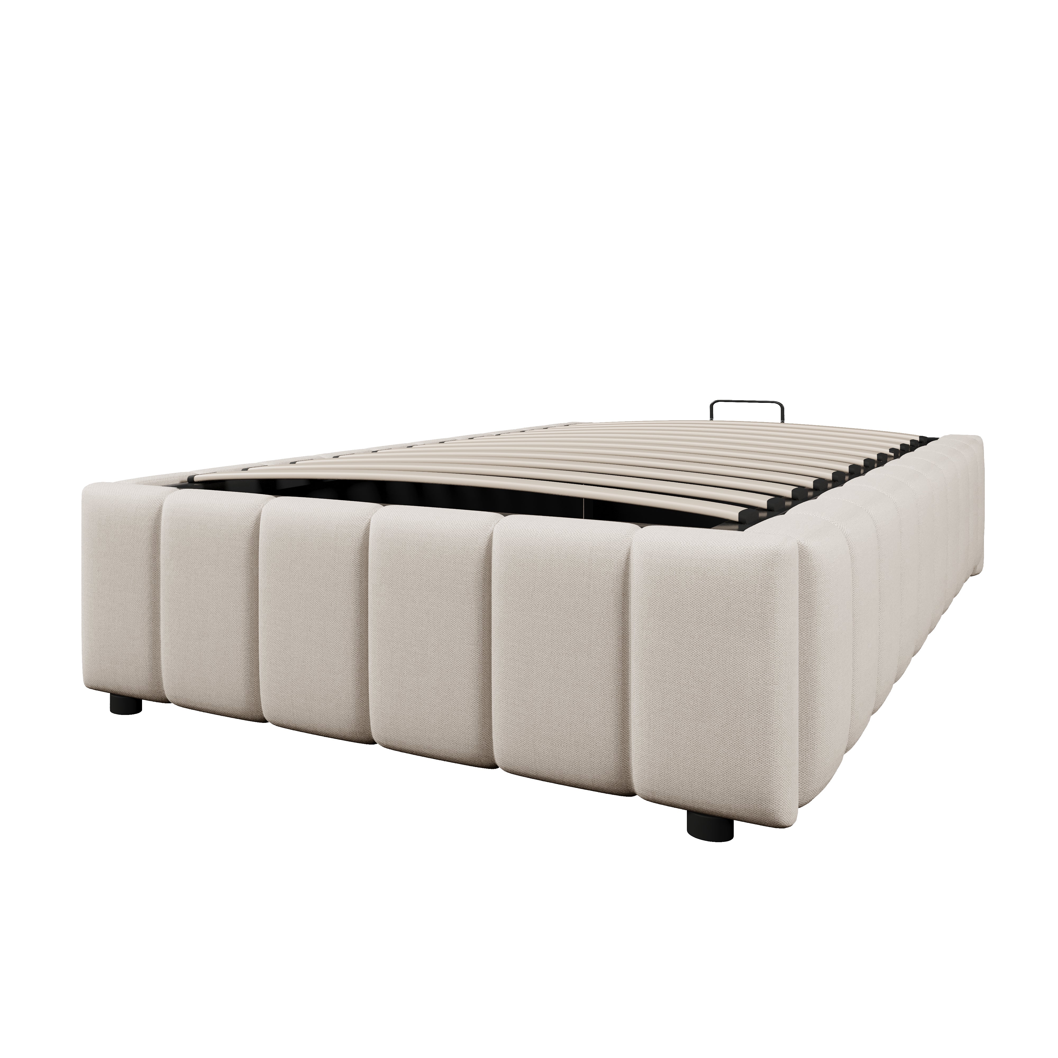 Upholstered Bed 90x200cm Hydraulic Storage - Beige - Image 9