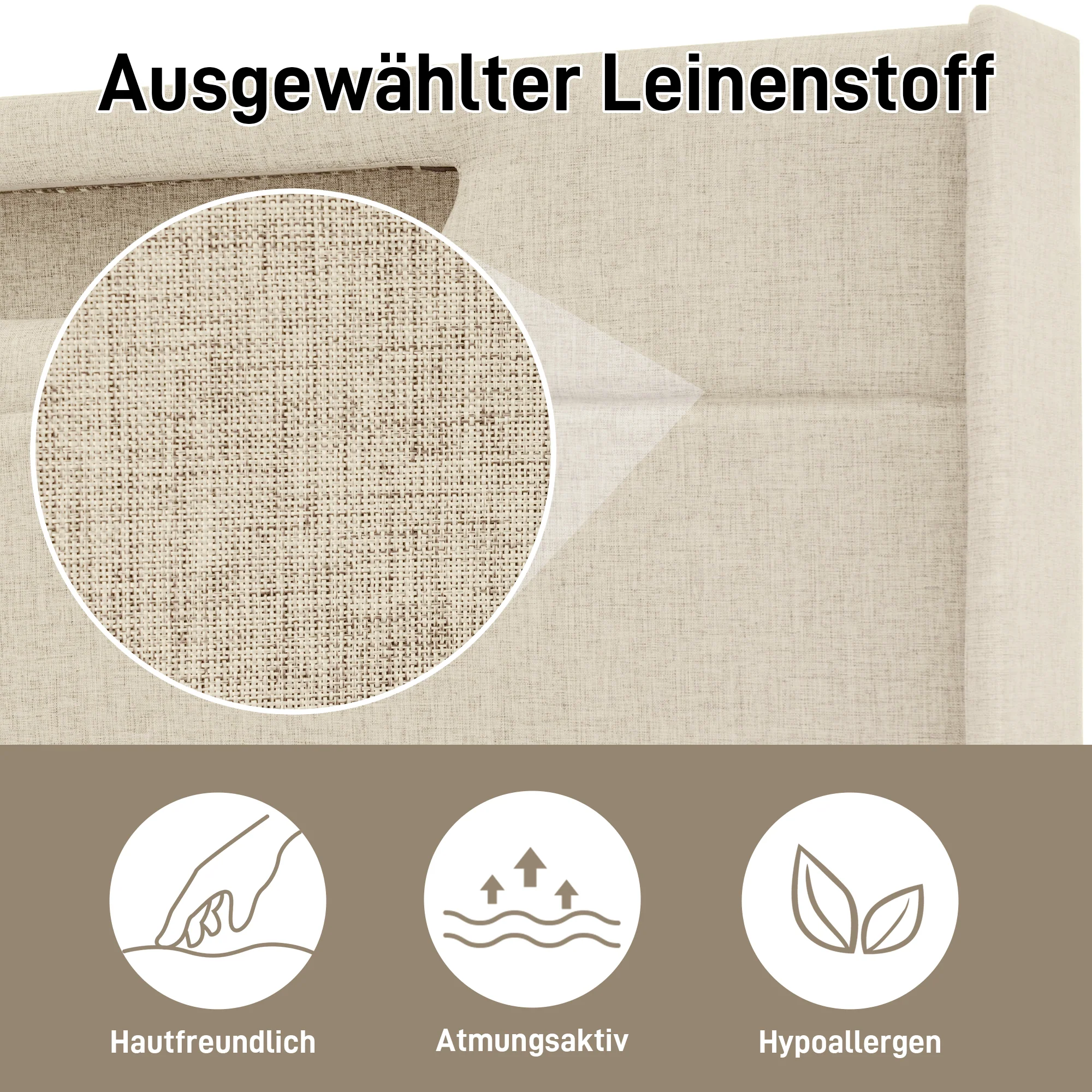 Upholstered Bed, LED Double with USB Type C & Storage, Linen - Image 14
