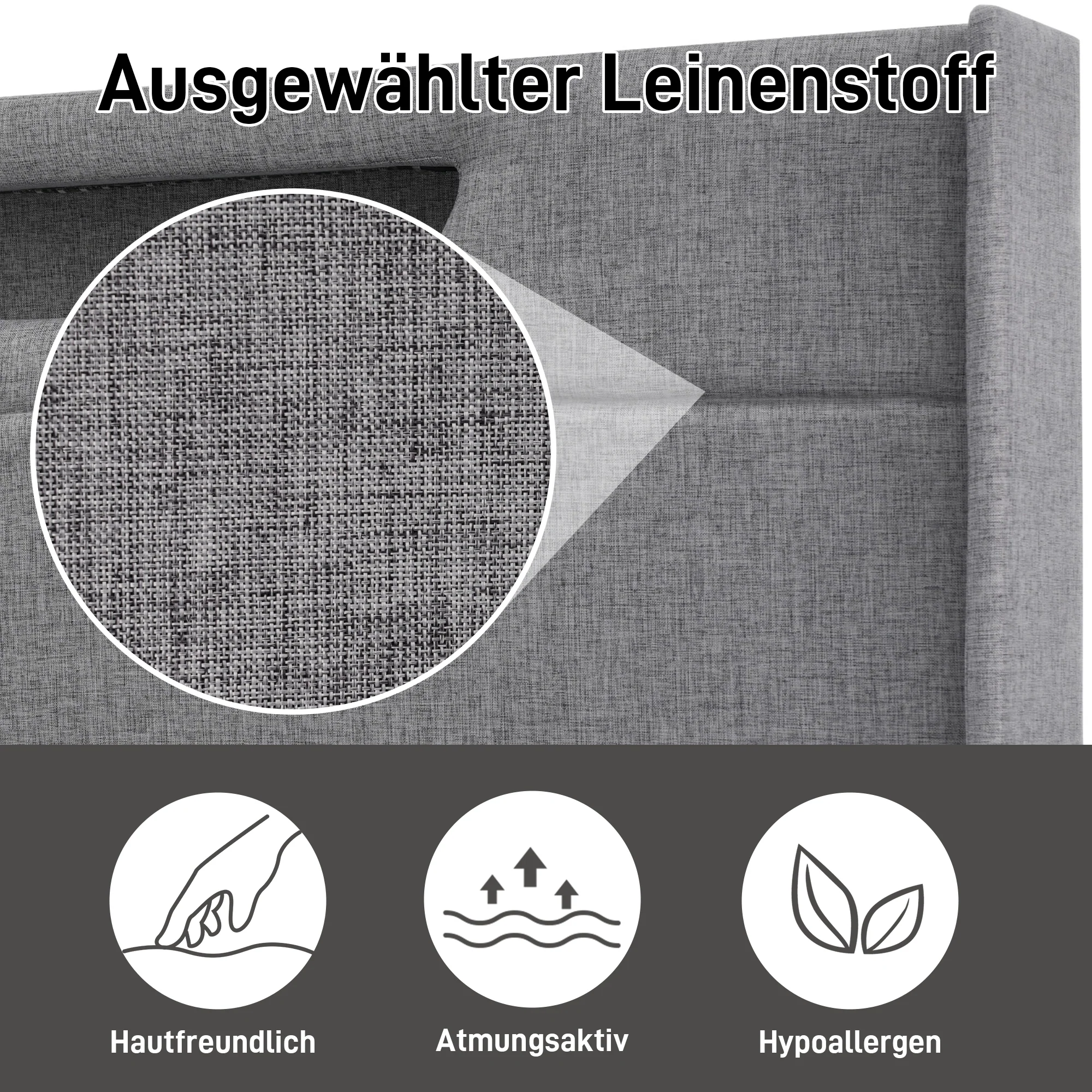Upholstered Bed, LED Double with USB Type C & Storage, Linen - Image 26