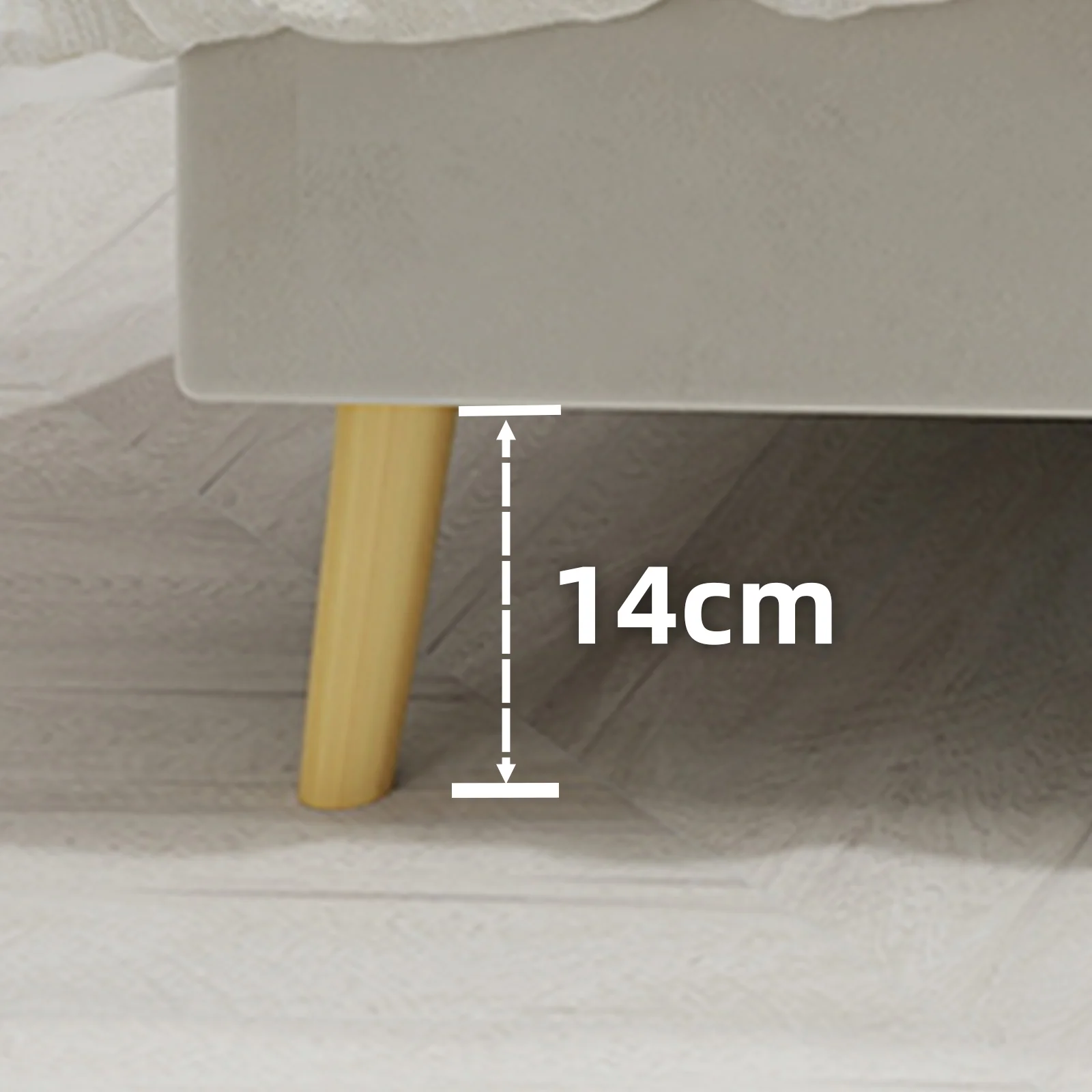 Upholstered Bed, Minimalist Plush Headboard 140x200cm, Beige - Image 5