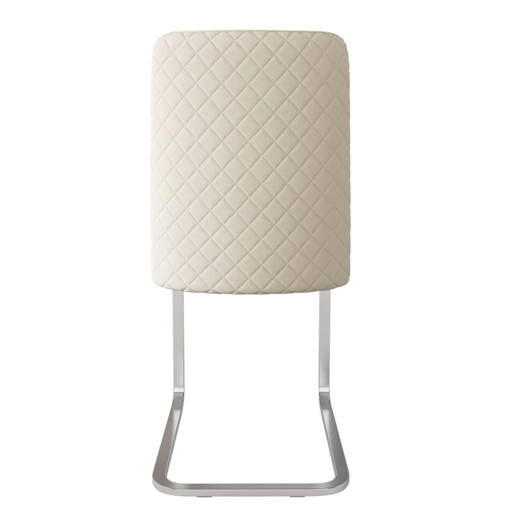 Velvet Dining Chair Set of 4, Diamond Back Silver Metal Legs, Beige - Image 10