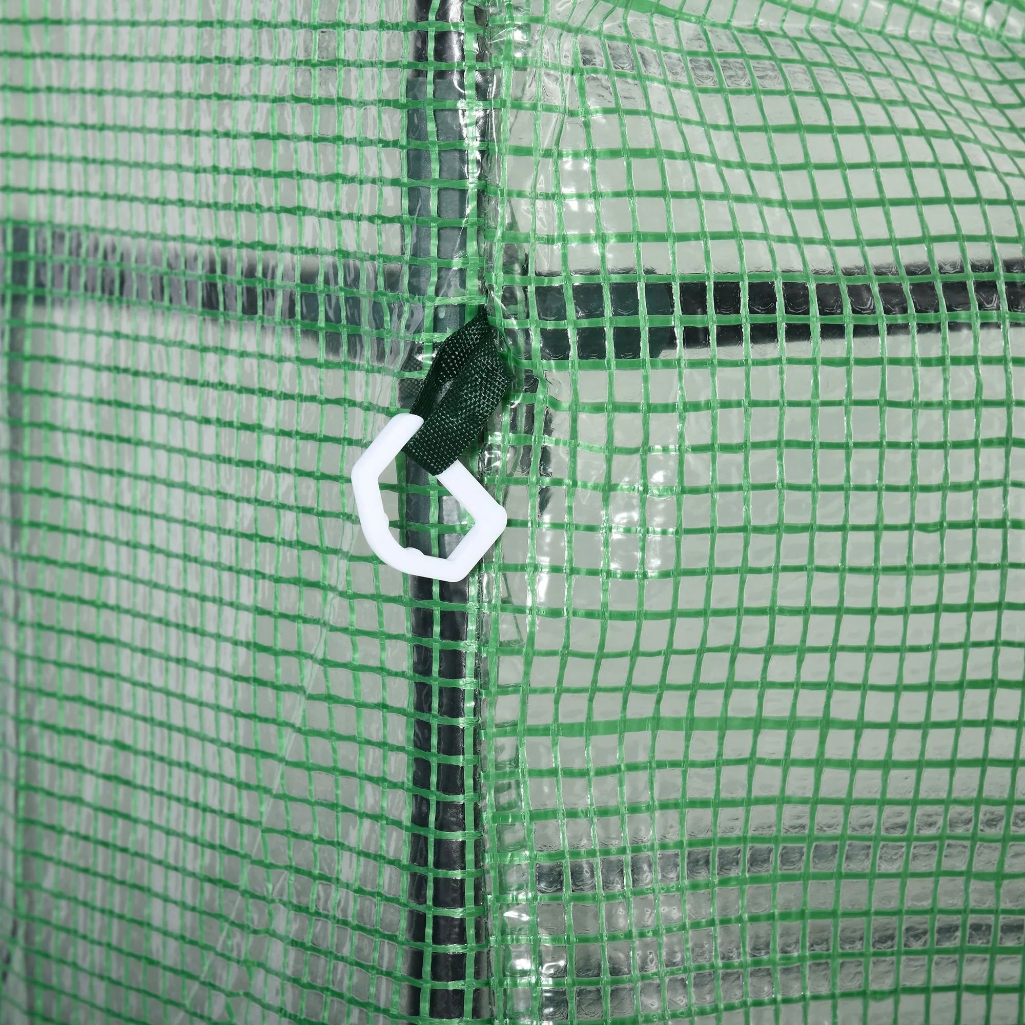 Walk in Greenhouse with Shelves, Steeple, Removable Cover, Green - Image 8