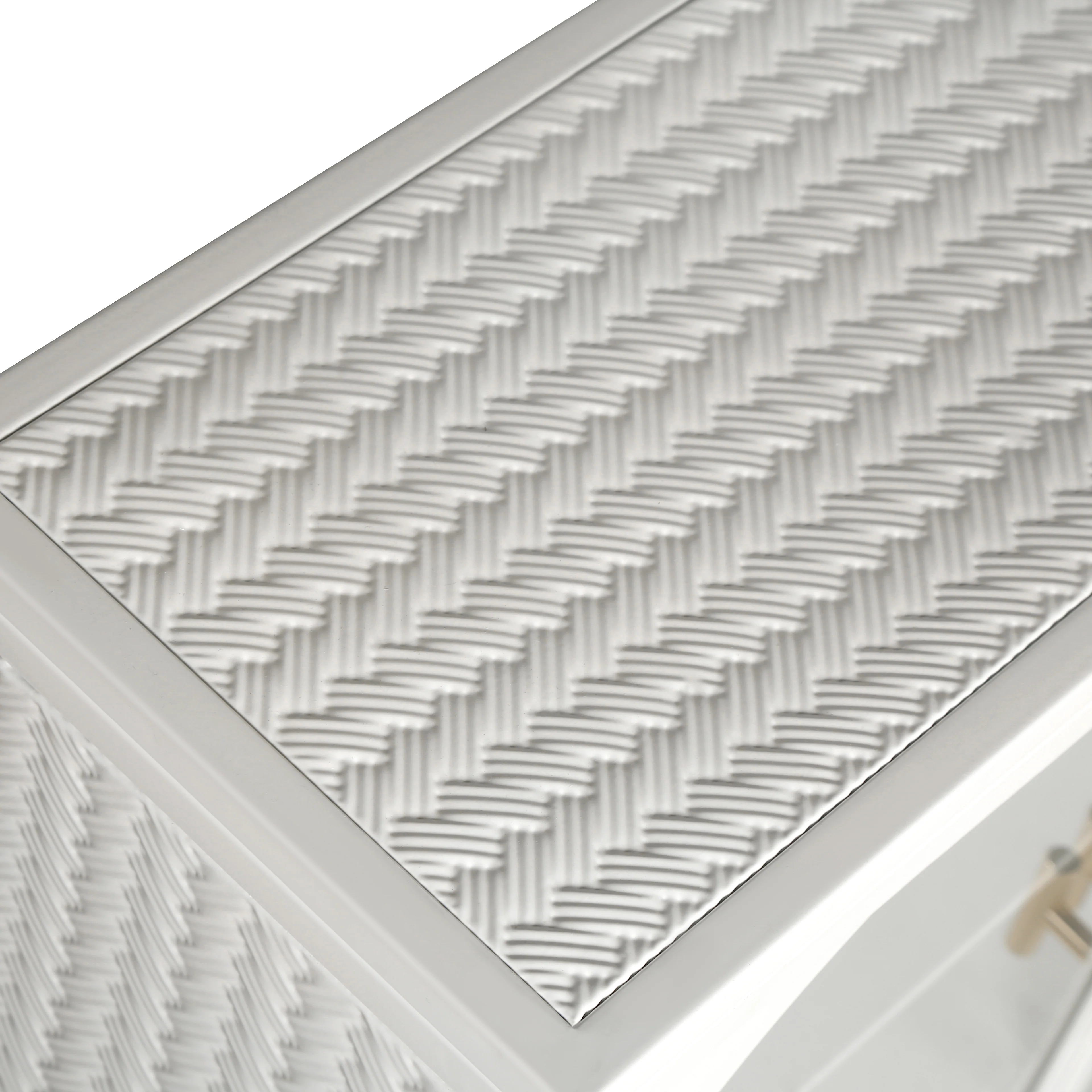 Wall Cabinet 70CM Two-door Three-tier Glass Woven Pattern White - Image 7