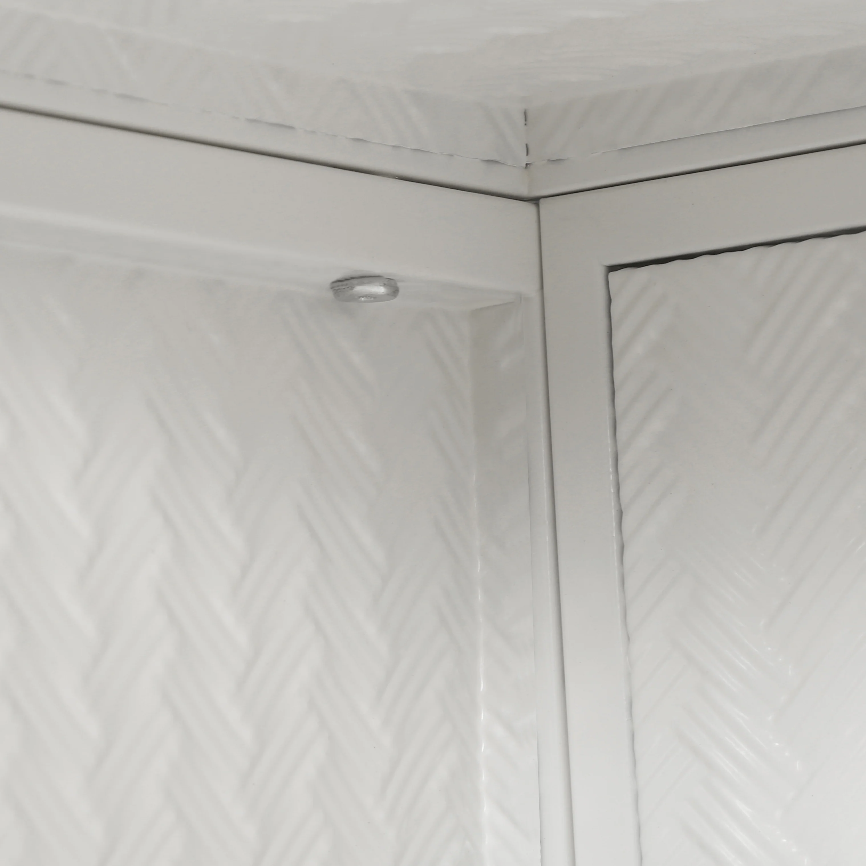 Wall Cabinet 70CM Two-door Three-tier Glass Woven Pattern White - Image 8