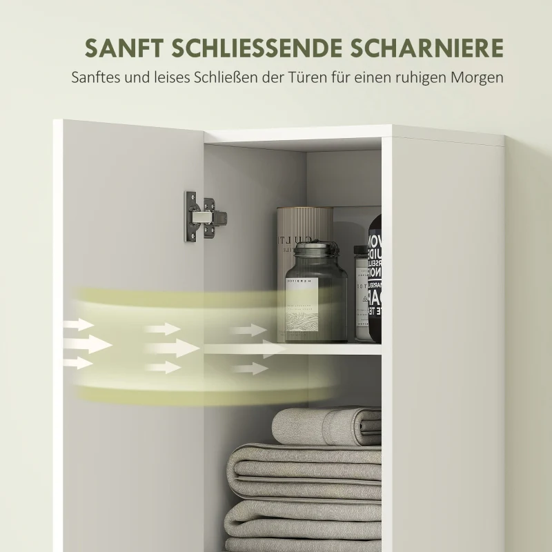 Wall-Mounted Bathroom Cabinet, 6 Shelves, Lacquered MDF, White - Image 4
