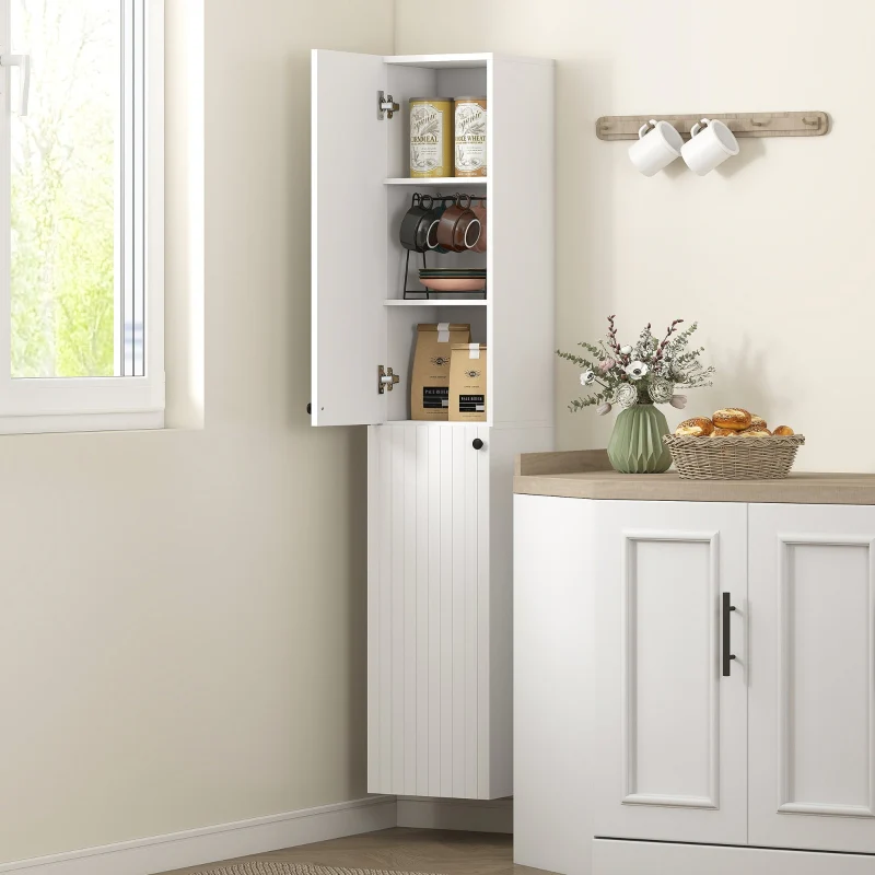 Wall-Mounted Bathroom Cabinet, 6 Shelves, Lacquered MDF, White - Image 7