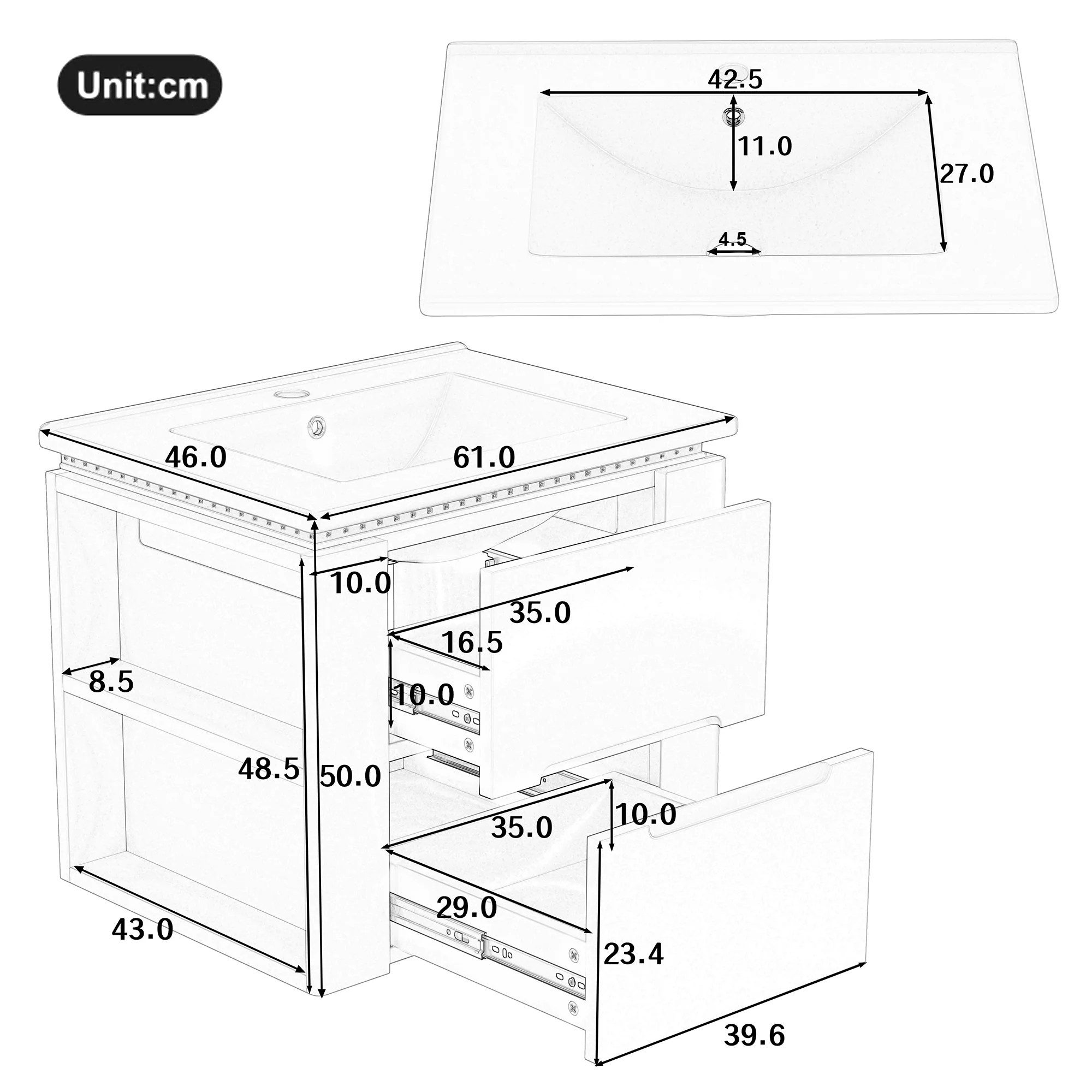 Wall-Mounted Bathroom Cabinet with LED Sensor Lighting and Integrated Sink, White - Image 8