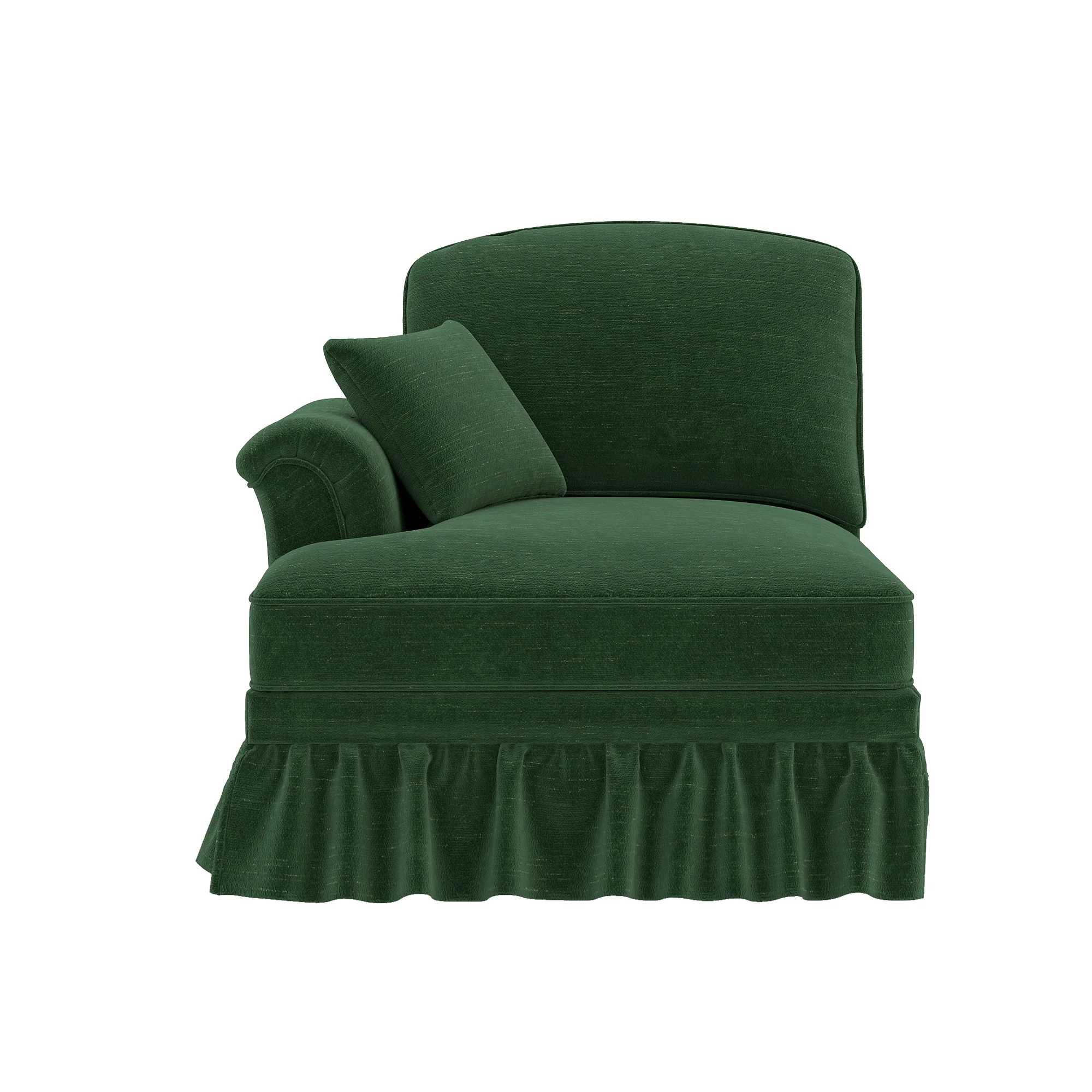Windsor Modular LSF Cloud Sofa with Removable Ruffle and Cushion, Green Chenille - Image 2