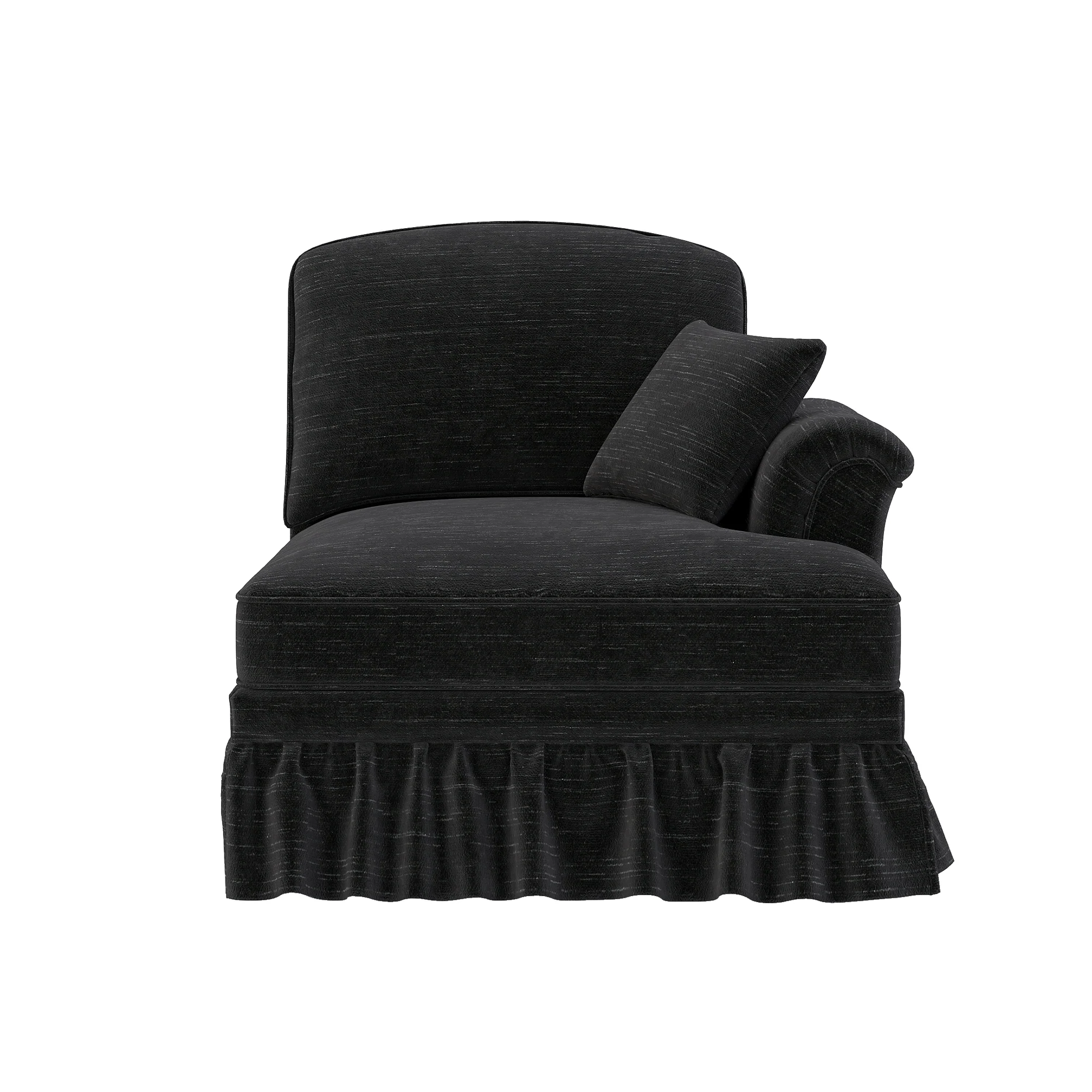 Windsor Sofa RSF with 1 Cushion and Removable Skirt, Black Chenille - Image 2