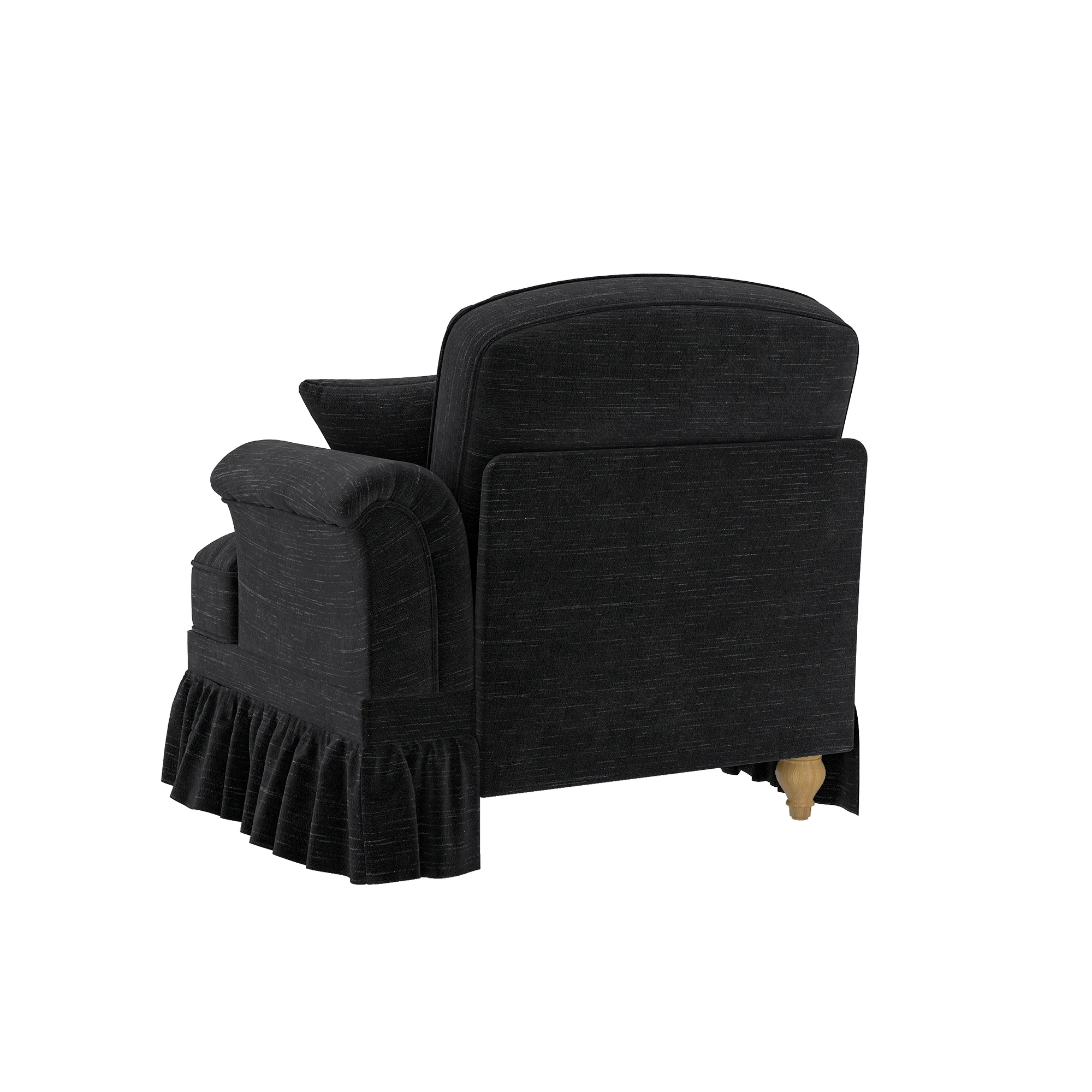 Windsor Sofa RSF with 1 Cushion and Removable Skirt, Black Chenille - Image 8
