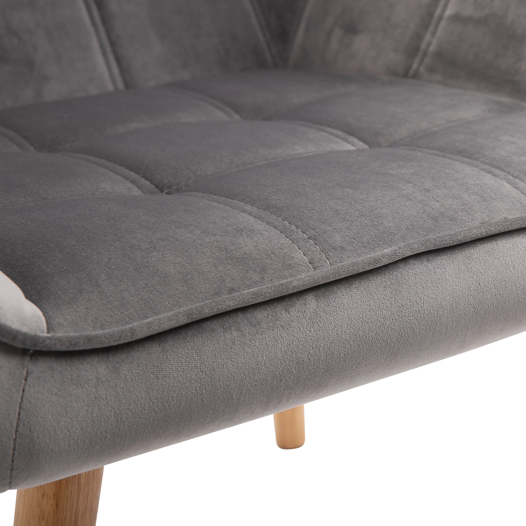 Wingback Chair, Single Recliner with Raised Legs, Velvet Grey - Image 7