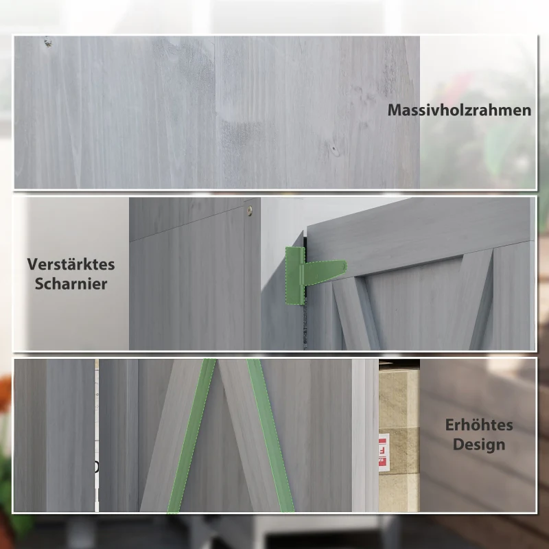 Wooden Garden Shed, Weatherproof, Lockable with Shelves, Light Gray - Image 6