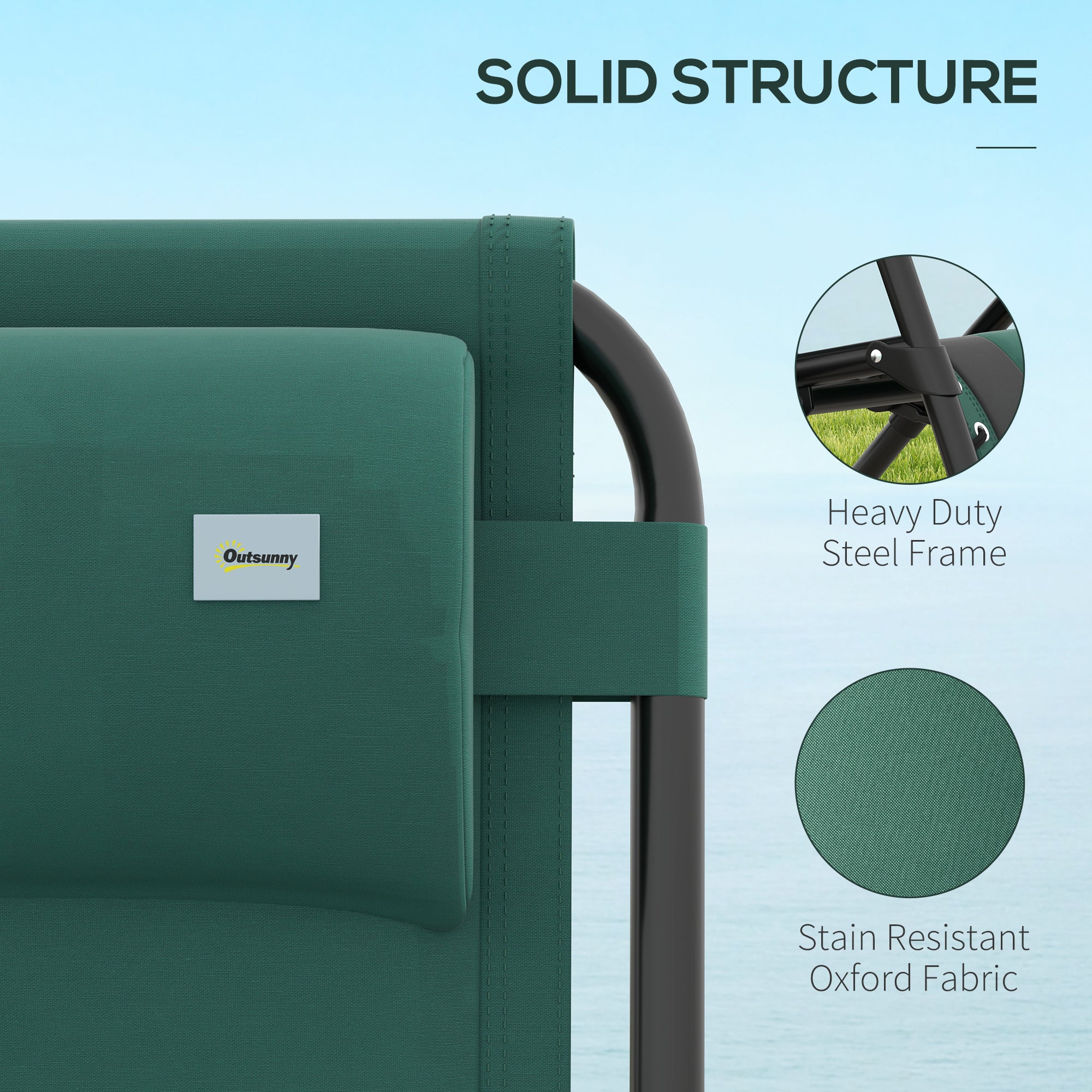 Zero Gravity Lounger Chair Set of 2, Folding Reclining with Padded Seat, Green - Image 6