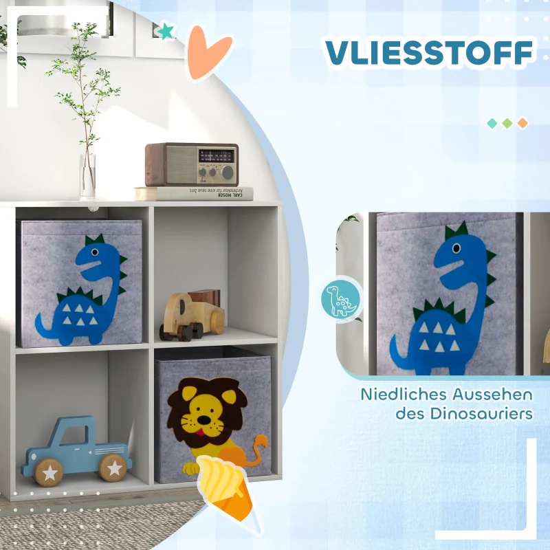 ZONEKIZ Children's Shelf Bookcase with 2 Storage Boxes, White+Gray - Image 3